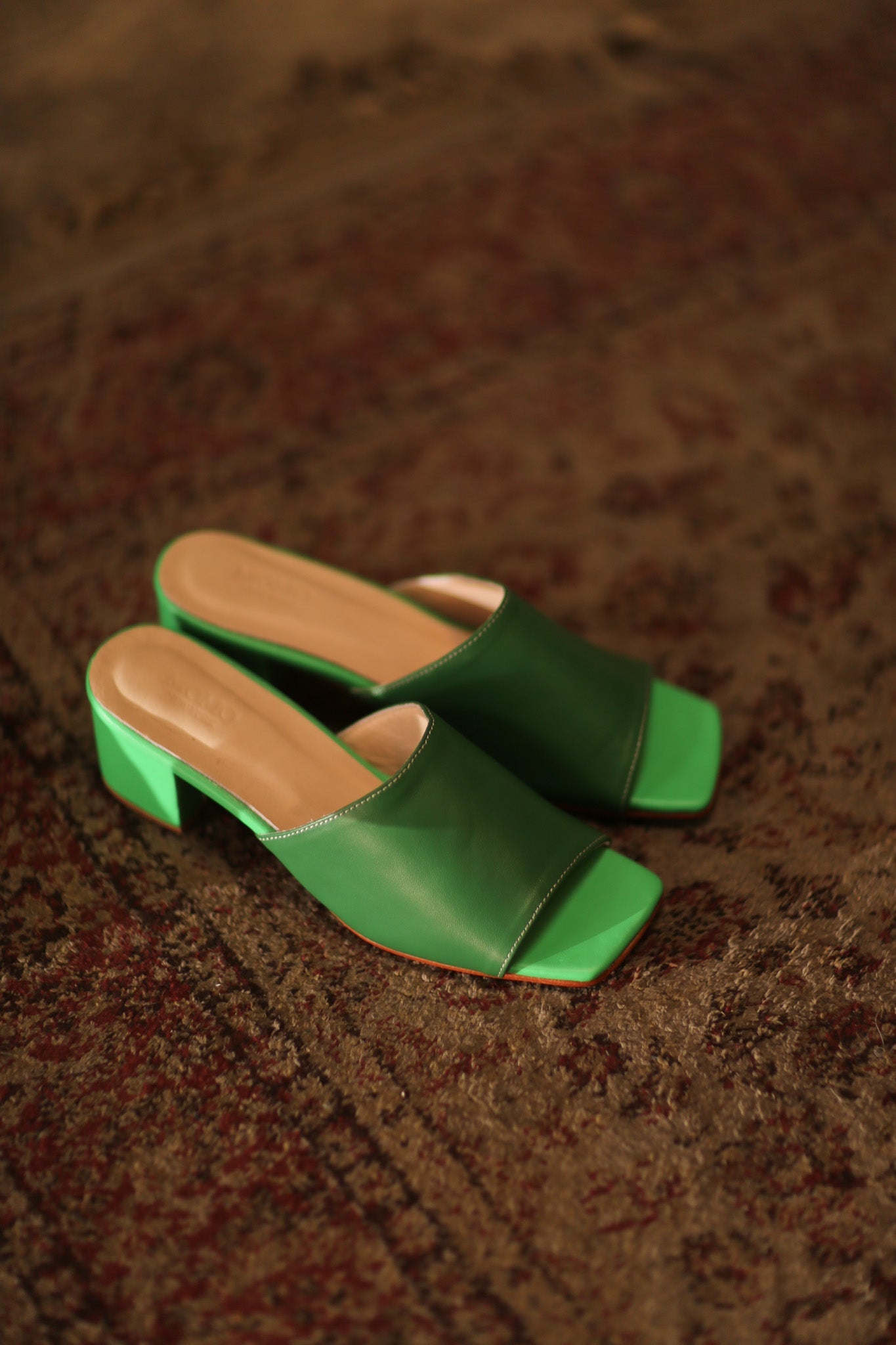 GREEN HEELED MULES LORIN - BANGKOK TAILOR CLOTHING STORE - HANDMADE CLOTHING