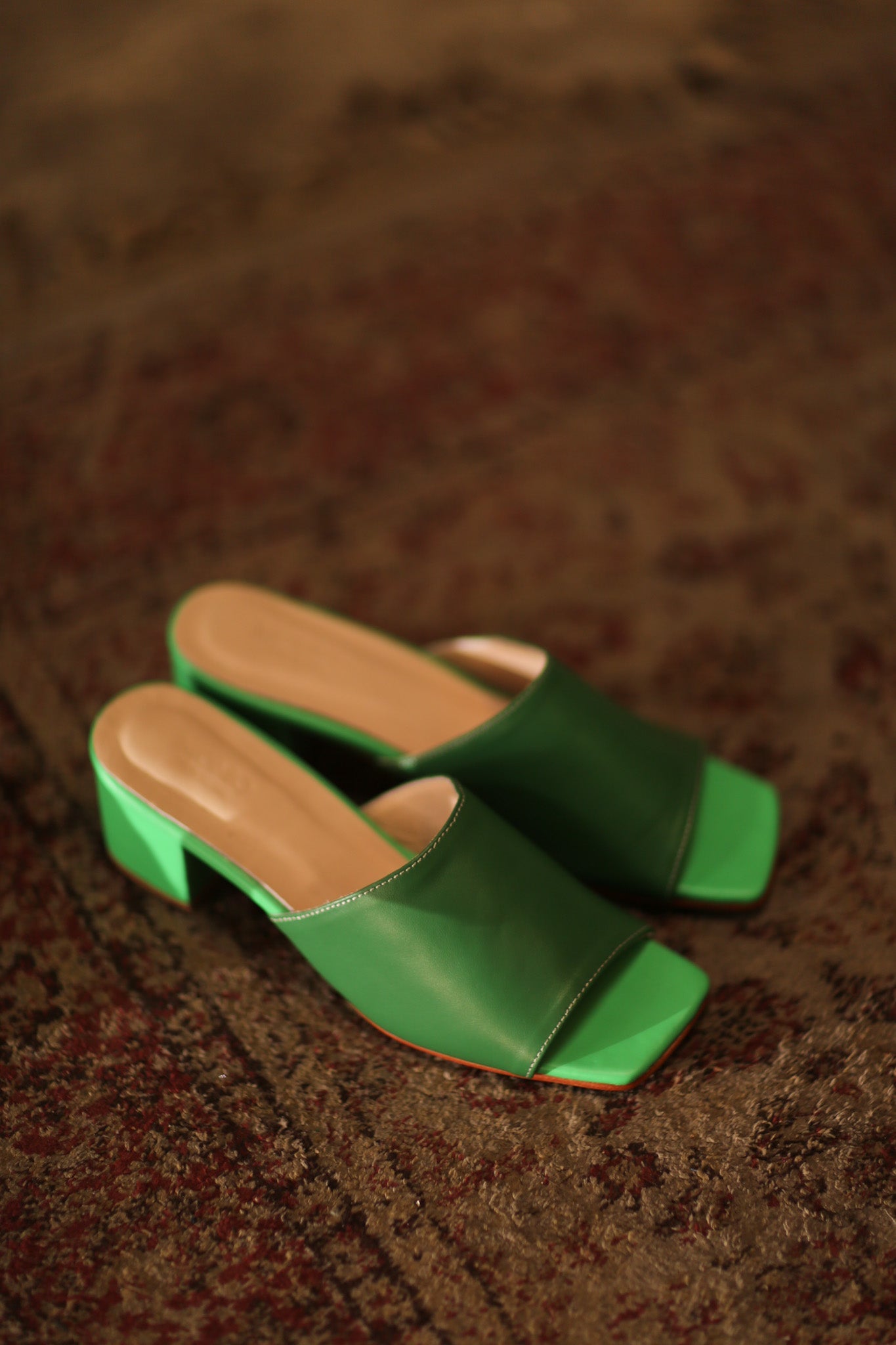 GREEN HEELED MULES LORIN - BANGKOK TAILOR CLOTHING STORE - HANDMADE CLOTHING