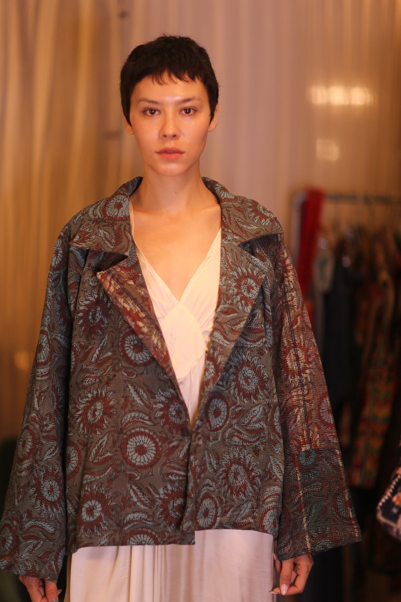 HAND BLOCKED KANTHA JACKET DAUNG - BANGKOK TAILOR CLOTHING STORE - HANDMADE CLOTHING