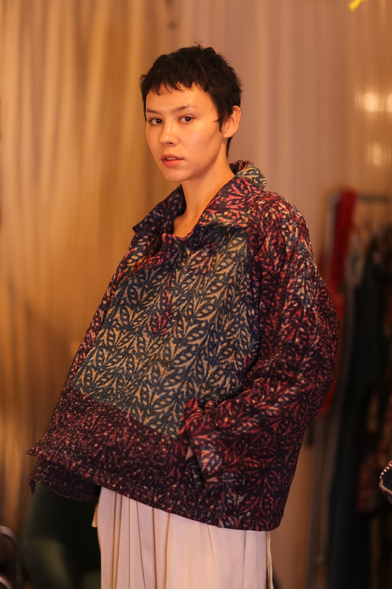 HAND BLOCKED KANTHA JACKET PINLALNI - BANGKOK TAILOR CLOTHING STORE - HANDMADE CLOTHING