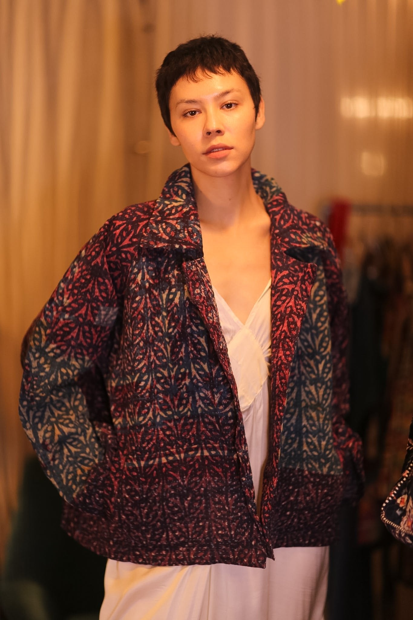 HAND BLOCKED KANTHA JACKET PINLALNI - BANGKOK TAILOR CLOTHING STORE - HANDMADE CLOTHING