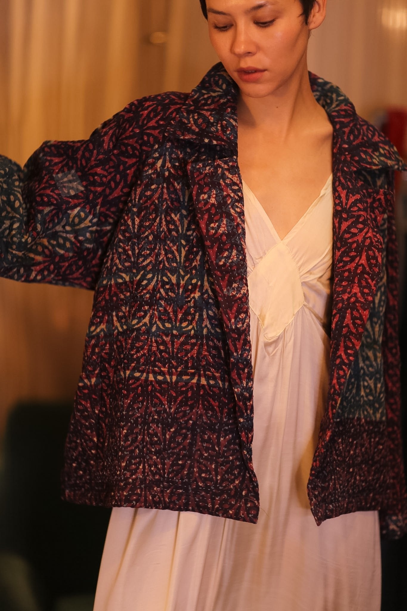 HAND BLOCKED KANTHA JACKET PINLALNI - BANGKOK TAILOR CLOTHING STORE - HANDMADE CLOTHING
