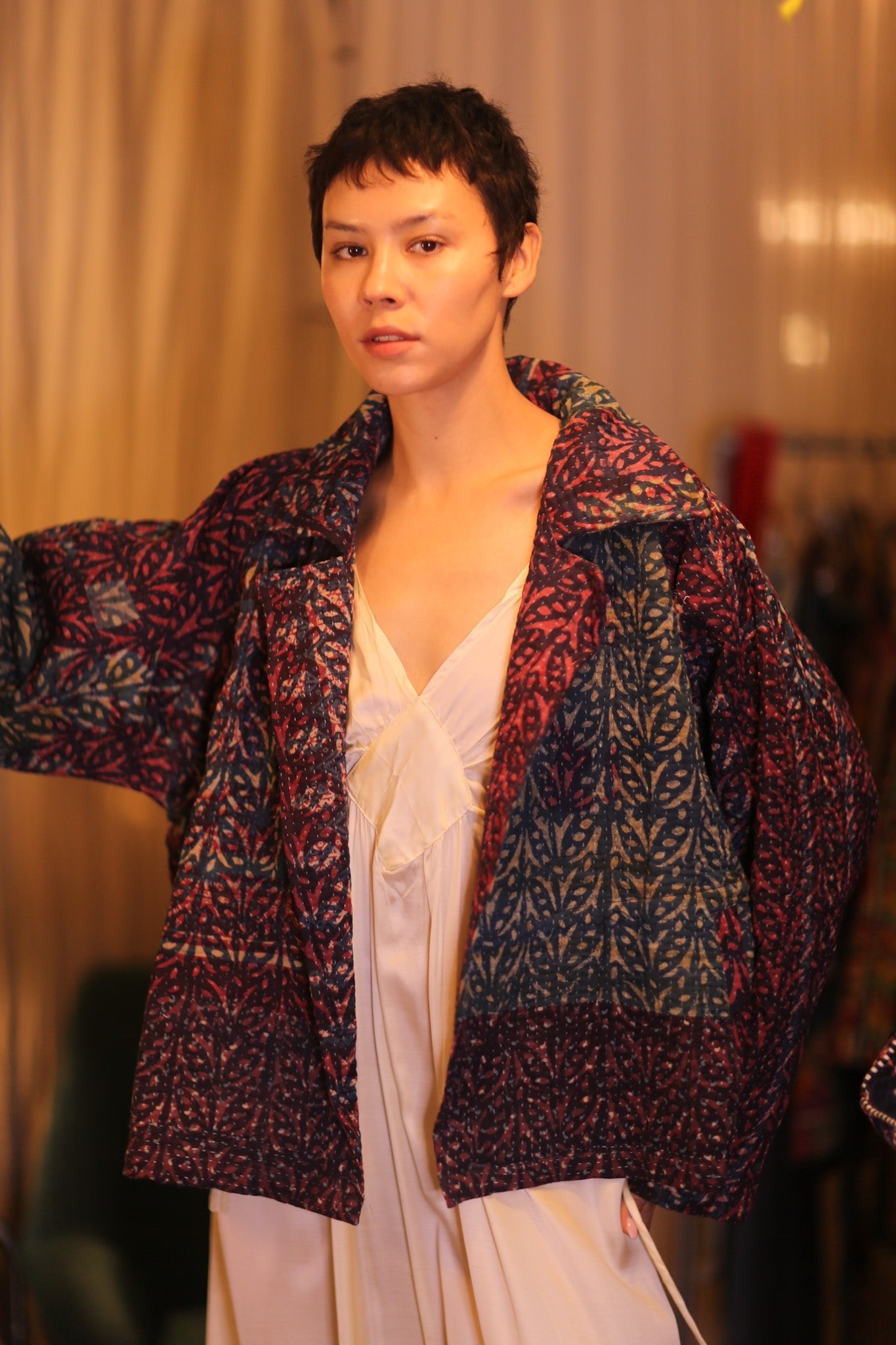 HAND BLOCKED KANTHA JACKET PINLALNI - BANGKOK TAILOR CLOTHING STORE - HANDMADE CLOTHING