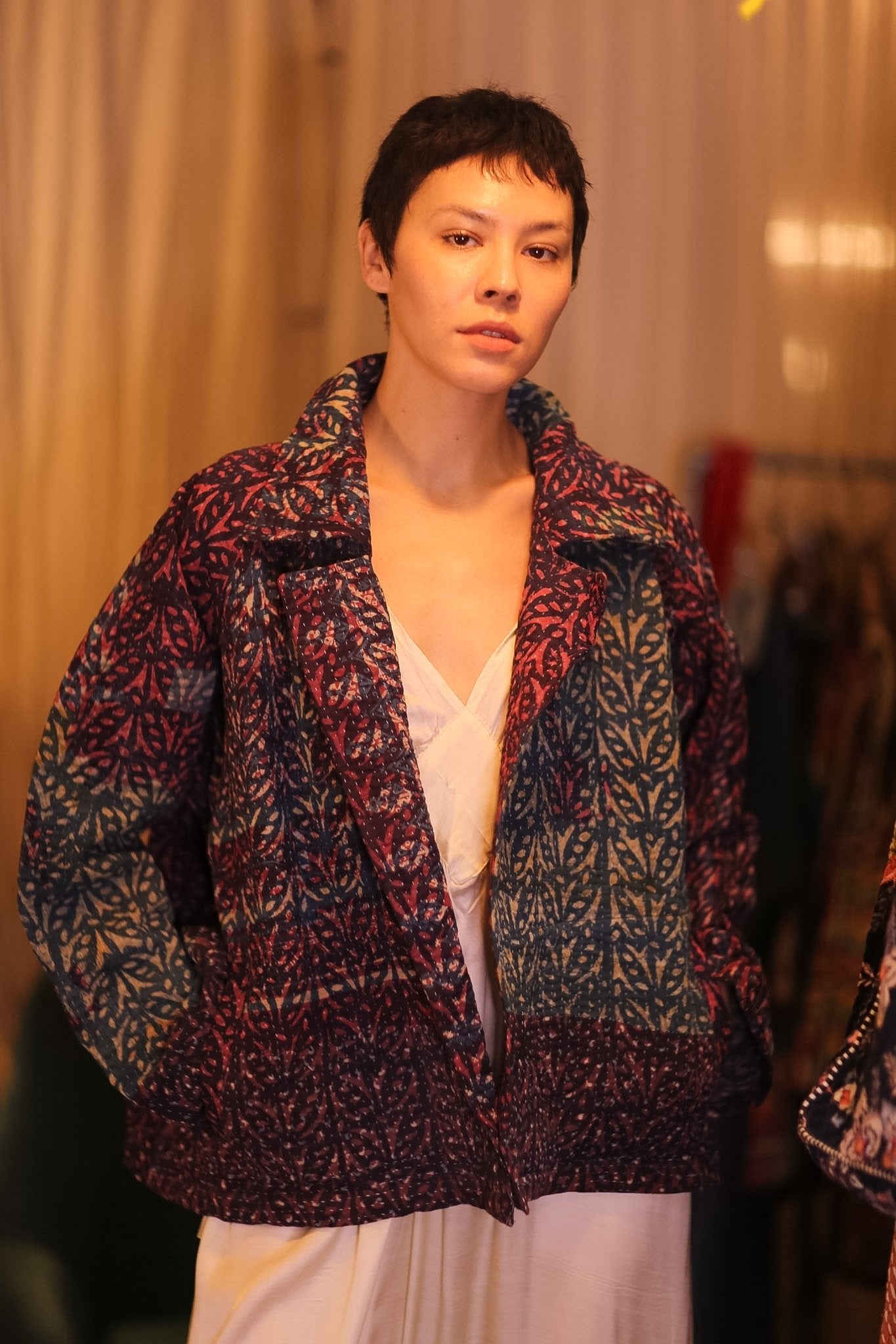 HAND BLOCKED KANTHA JACKET PINLALNI - BANGKOK TAILOR CLOTHING STORE - HANDMADE CLOTHING