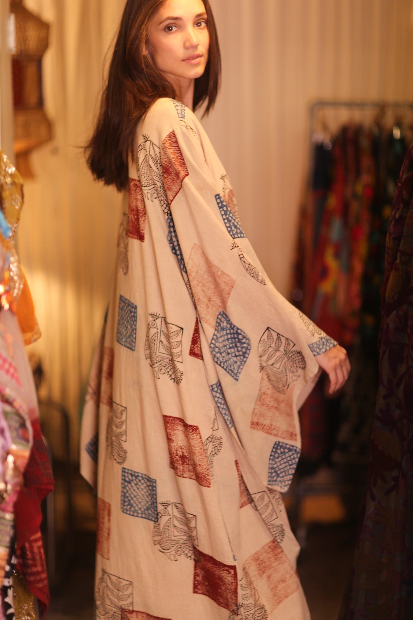 HAND LOOM COTTON HAND BLOCK PRINT KOMONO PINA RARA - BANGKOK TAILOR CLOTHING STORE - HANDMADE CLOTHING