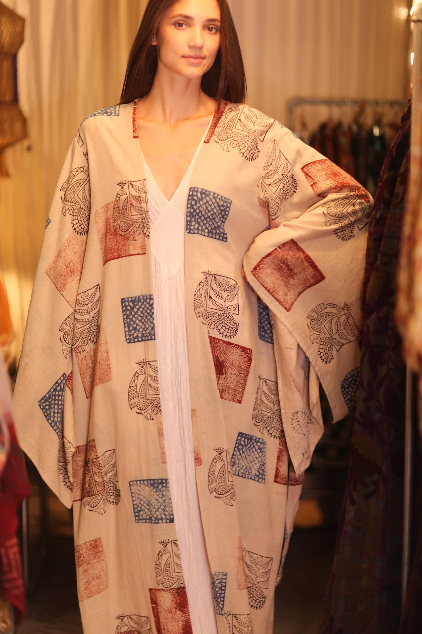 HAND LOOM COTTON HAND BLOCK PRINT KOMONO PINA RARA - BANGKOK TAILOR CLOTHING STORE - HANDMADE CLOTHING