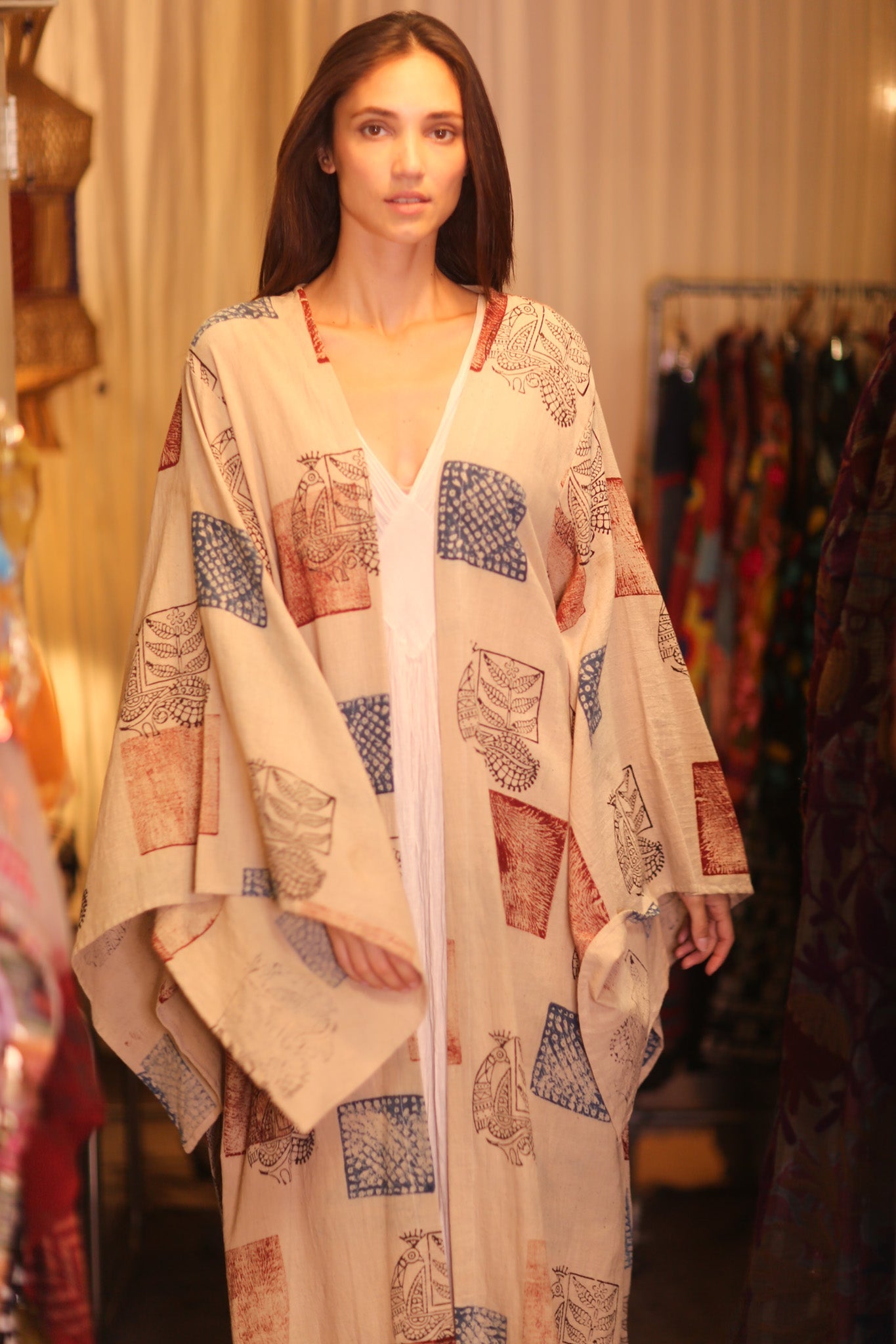 HAND LOOM COTTON HAND BLOCK PRINT KOMONO PINA RARA - BANGKOK TAILOR CLOTHING STORE - HANDMADE CLOTHING