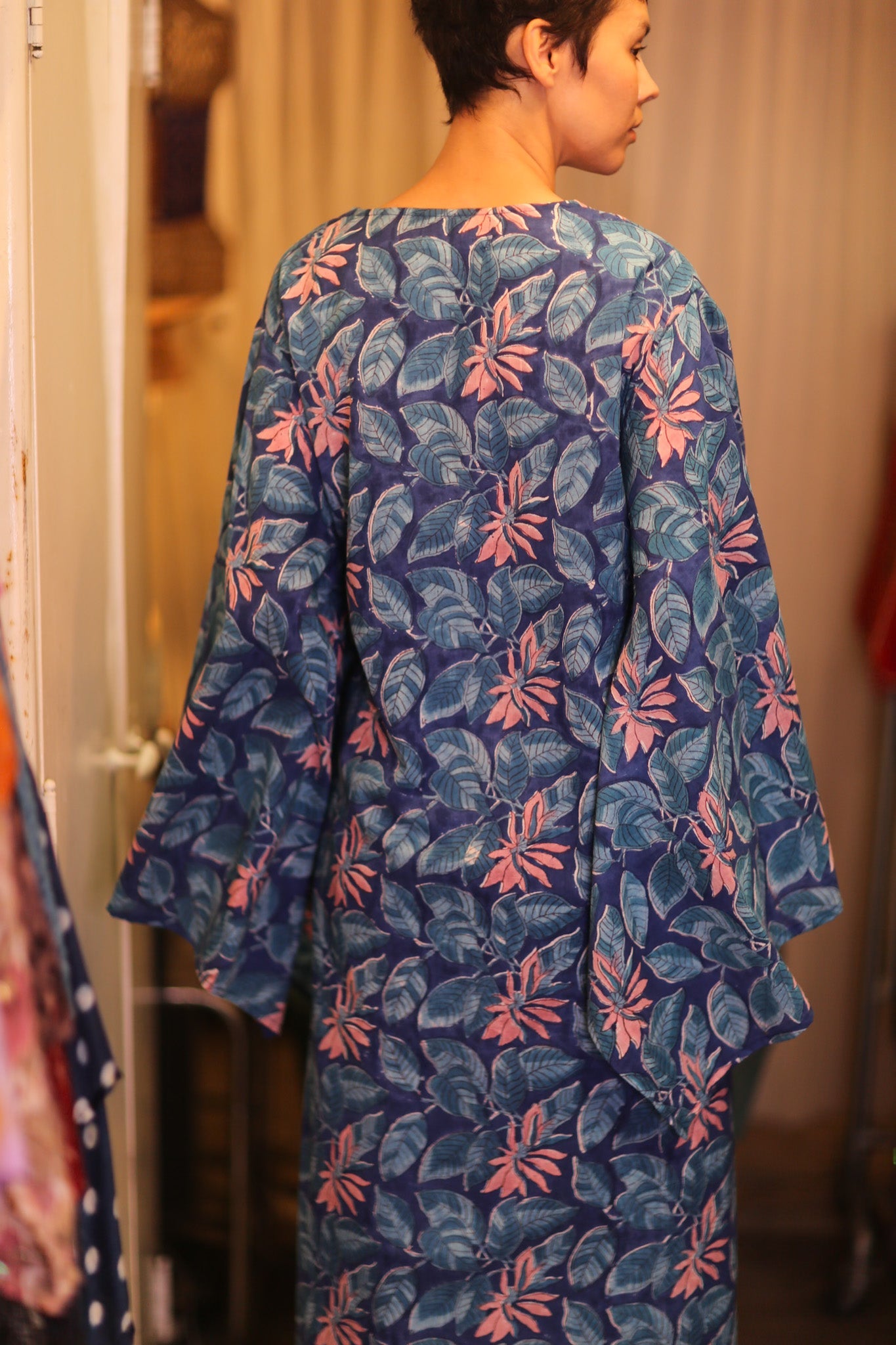 HANDBLOCK COTTON WINGS KIMONO PINA CODIA - BANGKOK TAILOR CLOTHING STORE - HANDMADE CLOTHING