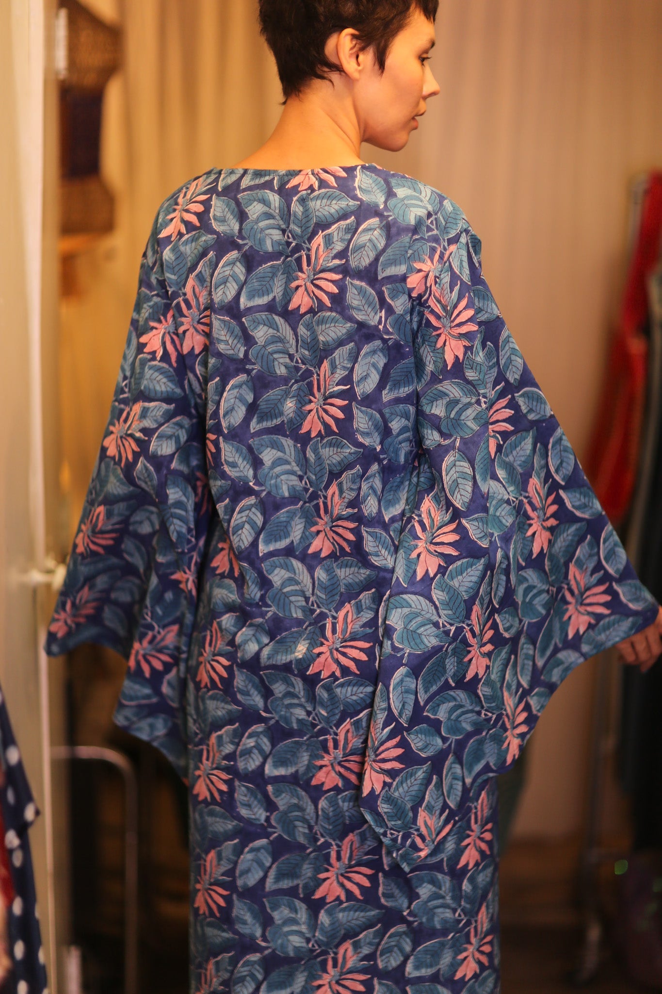 HANDBLOCK COTTON WINGS KIMONO PINA CODIA - BANGKOK TAILOR CLOTHING STORE - HANDMADE CLOTHING