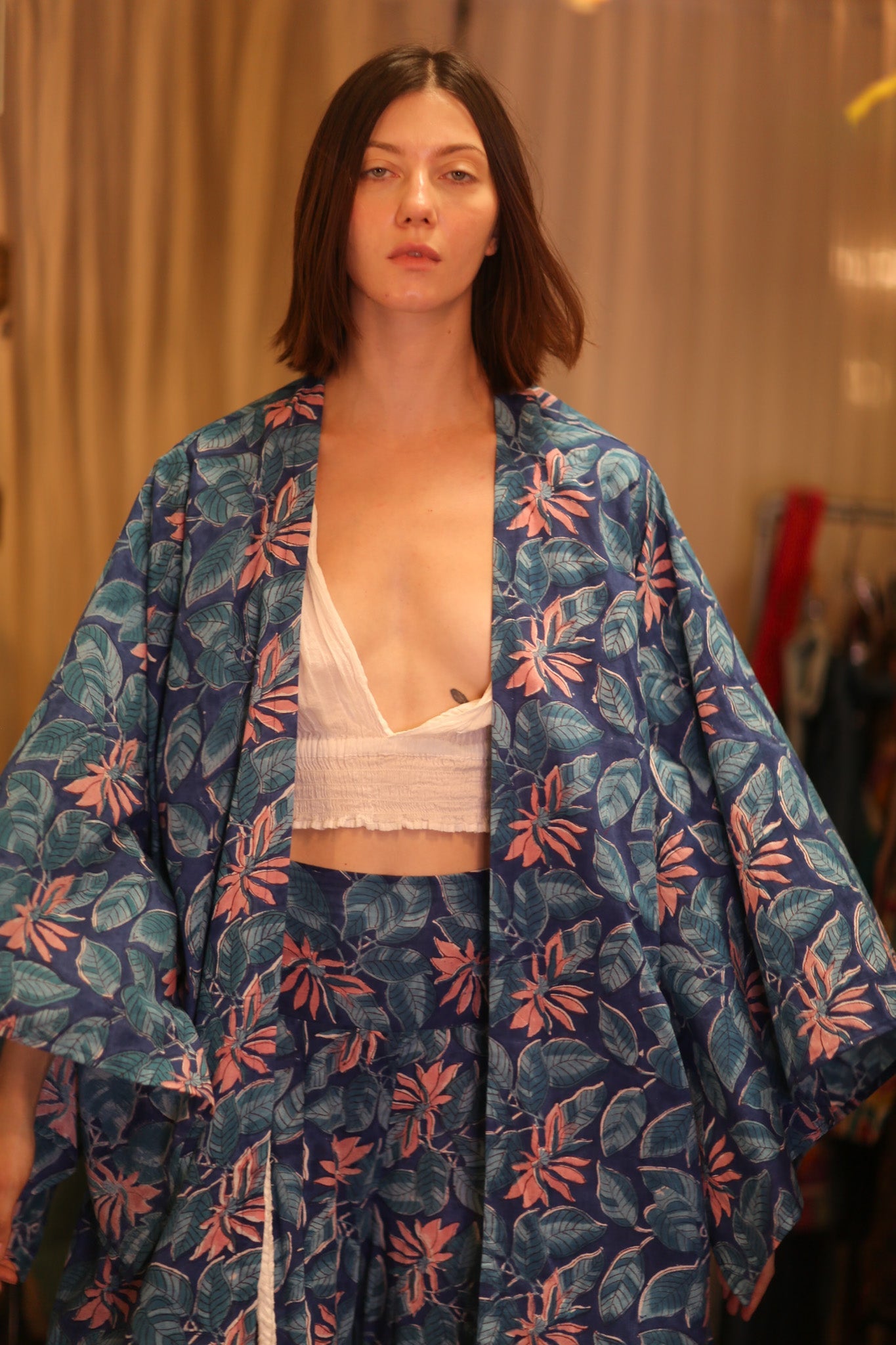 HANDBLOCKED COTTON WINGS KIMONO FORPAN - BANGKOK TAILOR CLOTHING STORE - HANDMADE CLOTHING