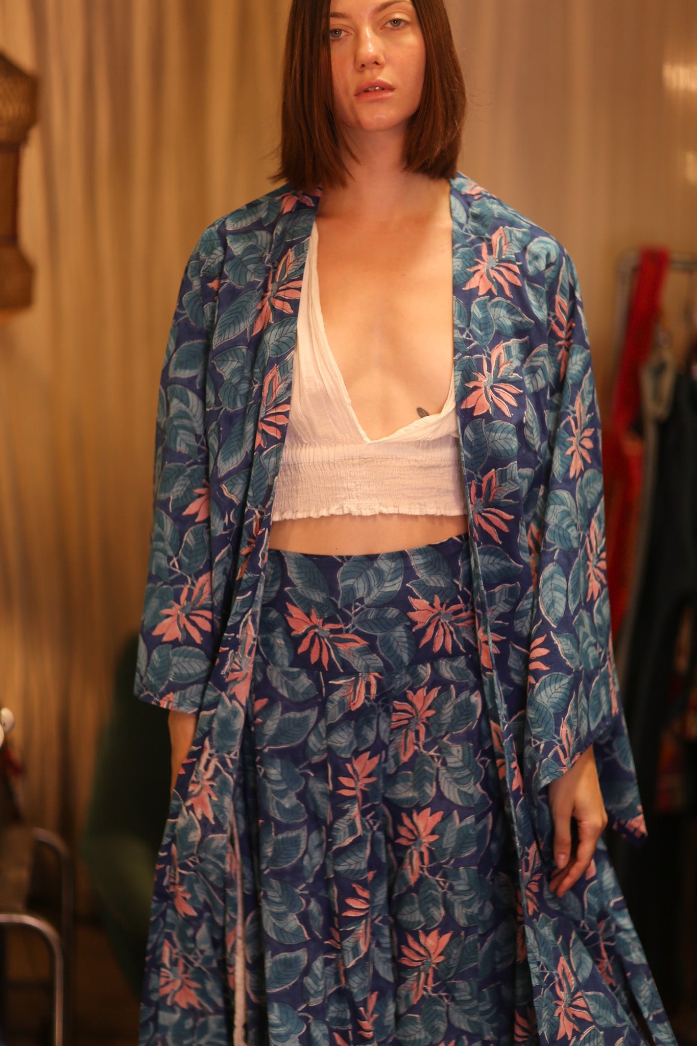 HANDBLOCKED COTTON WINGS KIMONO FORPAN - BANGKOK TAILOR CLOTHING STORE - HANDMADE CLOTHING