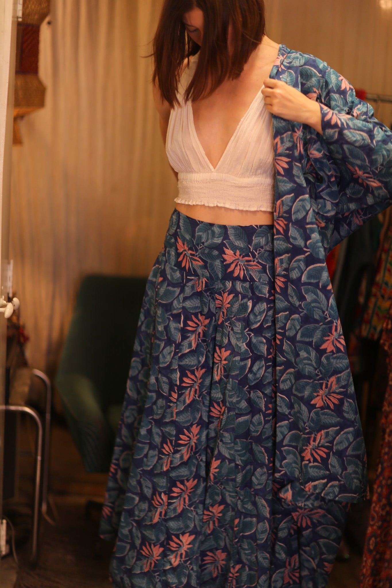 HANDBLOCKED COTTON WINGS KIMONO FORPAN - BANGKOK TAILOR CLOTHING STORE - HANDMADE CLOTHING
