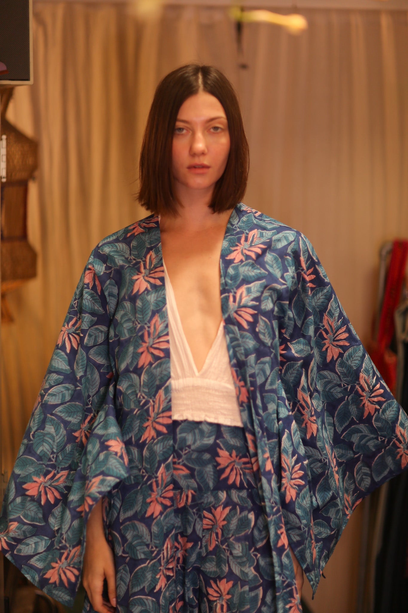 HANDBLOCKED COTTON WINGS KIMONO FORPAN - BANGKOK TAILOR CLOTHING STORE - HANDMADE CLOTHING