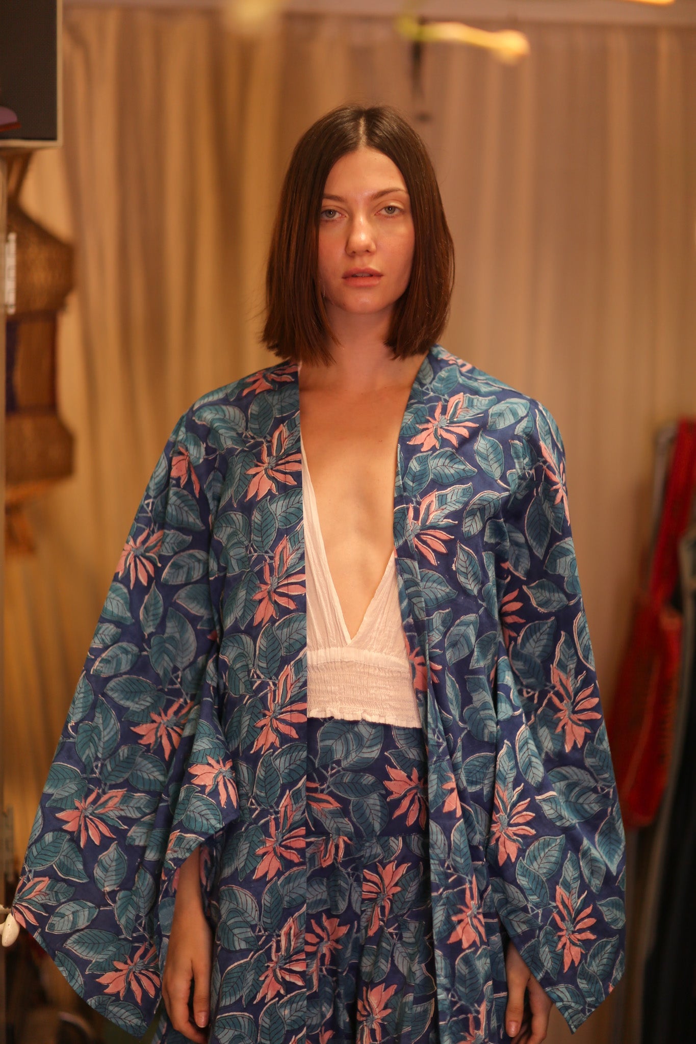 HANDBLOCKED COTTON WINGS KIMONO FORPAN - BANGKOK TAILOR CLOTHING STORE - HANDMADE CLOTHING