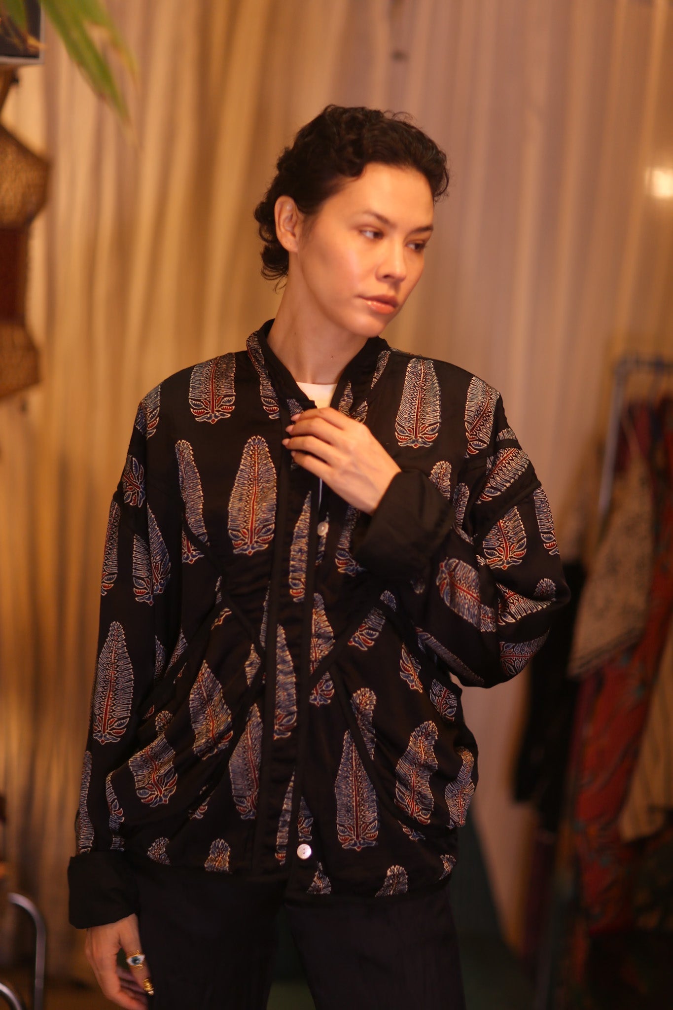 HANDBLOCKED SILK JACKET YU - BANGKOK TAILOR CLOTHING STORE - HANDMADE CLOTHING