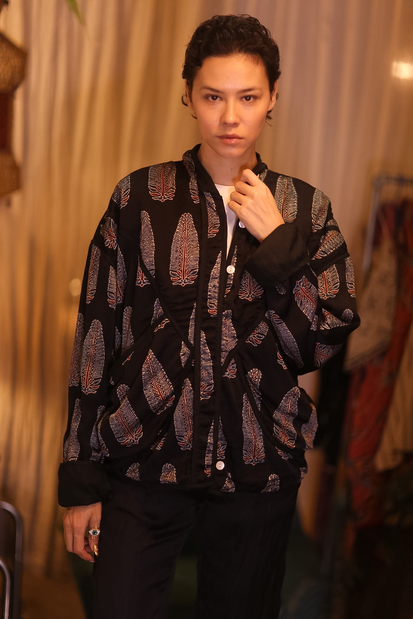 HANDBLOCKED SILK JACKET YU - BANGKOK TAILOR CLOTHING STORE - HANDMADE CLOTHING