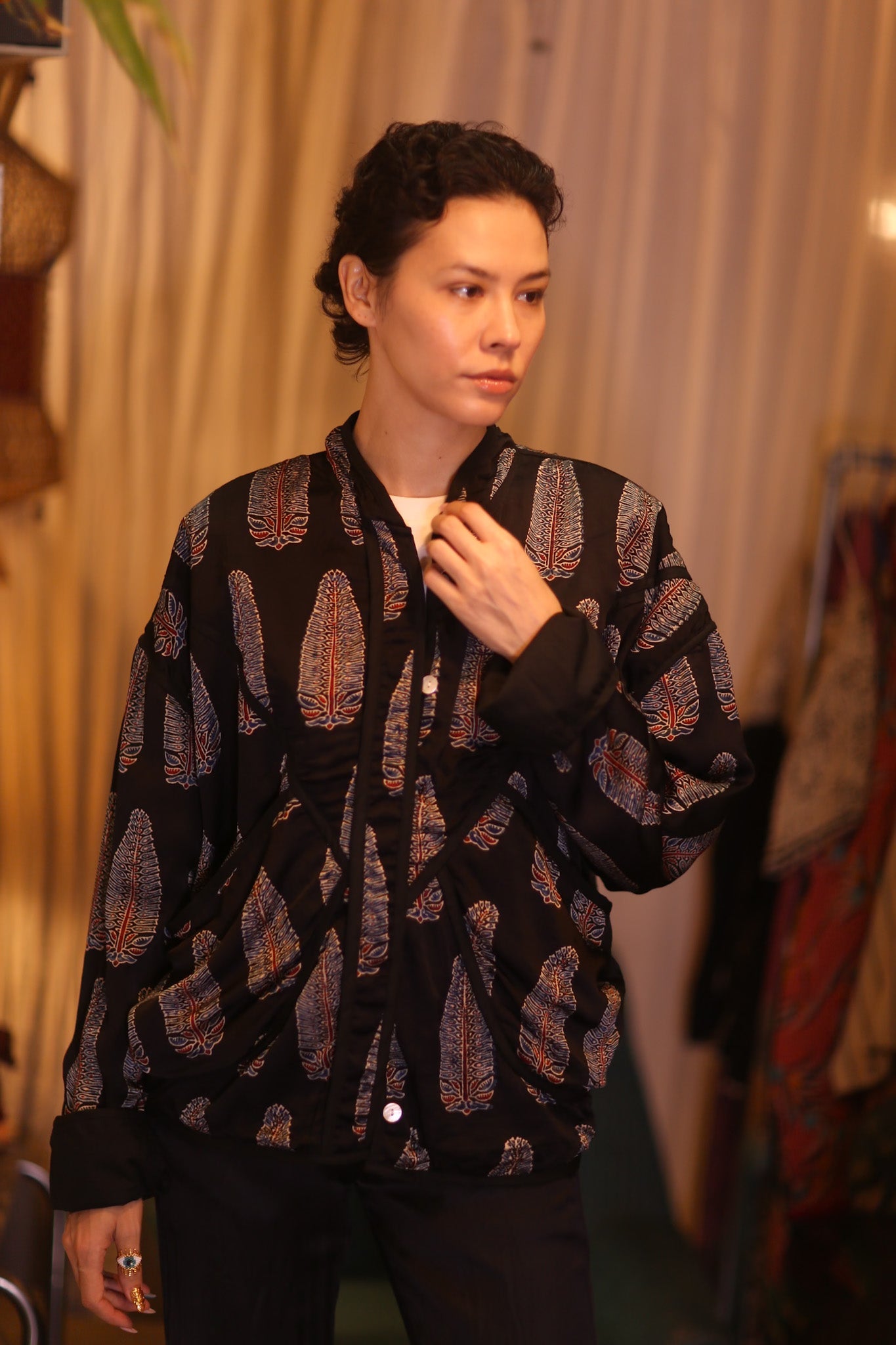 HANDBLOCKED SILK JACKET YU - BANGKOK TAILOR CLOTHING STORE - HANDMADE CLOTHING