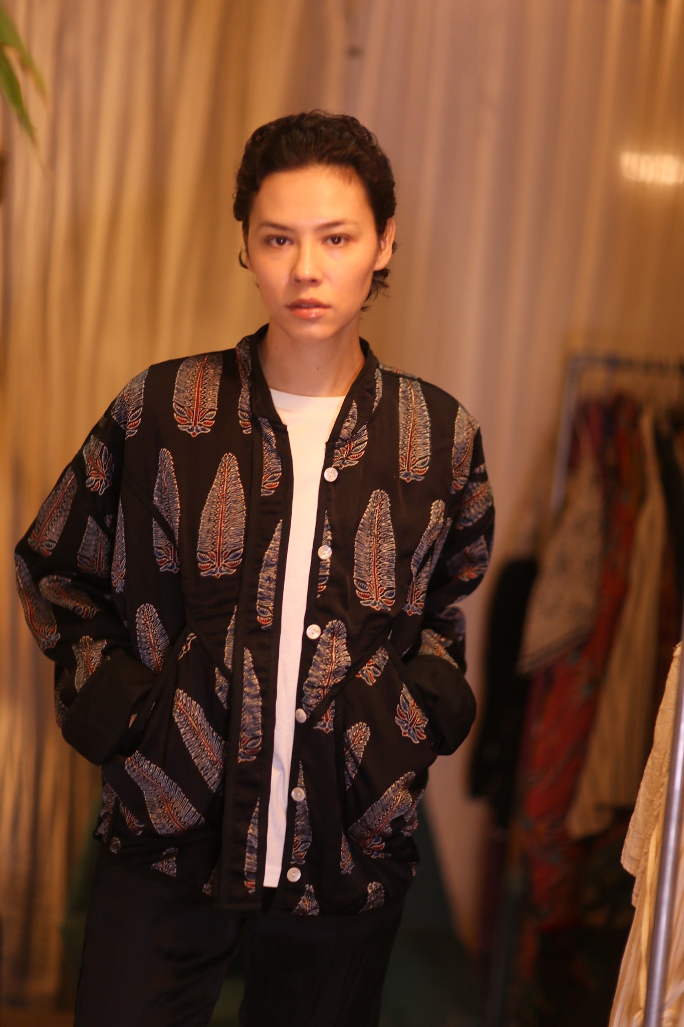 HANDBLOCKED SILK JACKET YU - BANGKOK TAILOR CLOTHING STORE - HANDMADE CLOTHING