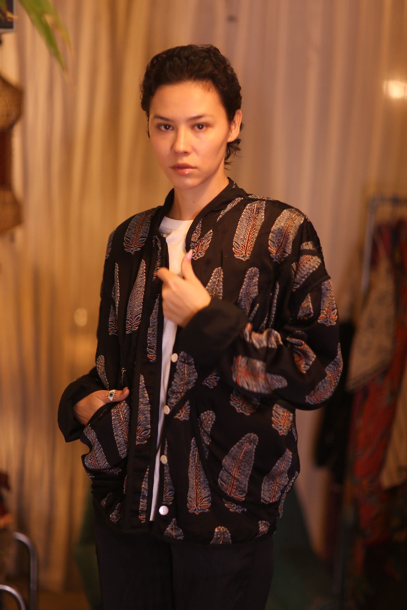 HANDBLOCKED SILK JACKET YU - BANGKOK TAILOR CLOTHING STORE - HANDMADE CLOTHING
