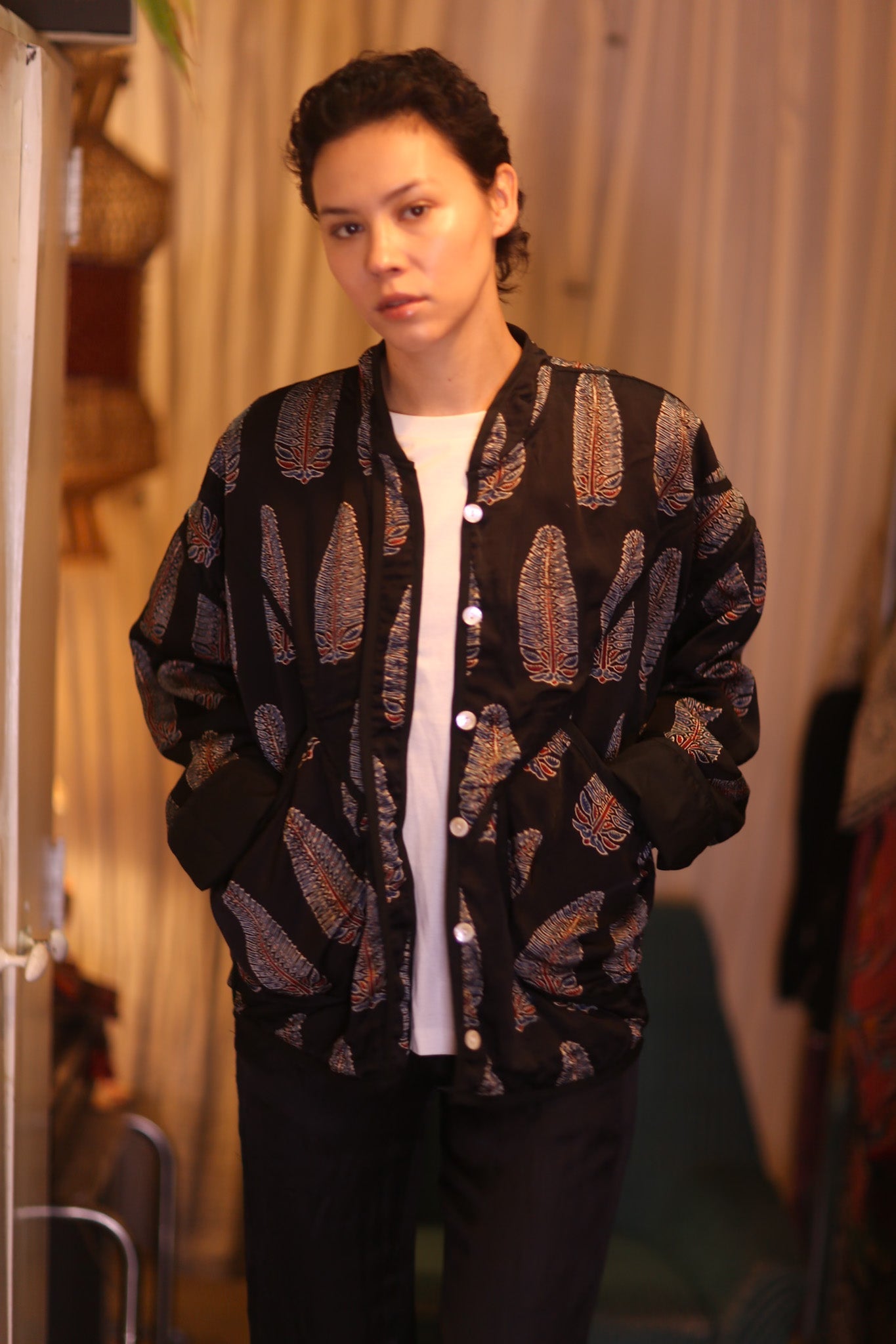 HANDBLOCKED SILK JACKET YU - BANGKOK TAILOR CLOTHING STORE - HANDMADE CLOTHING