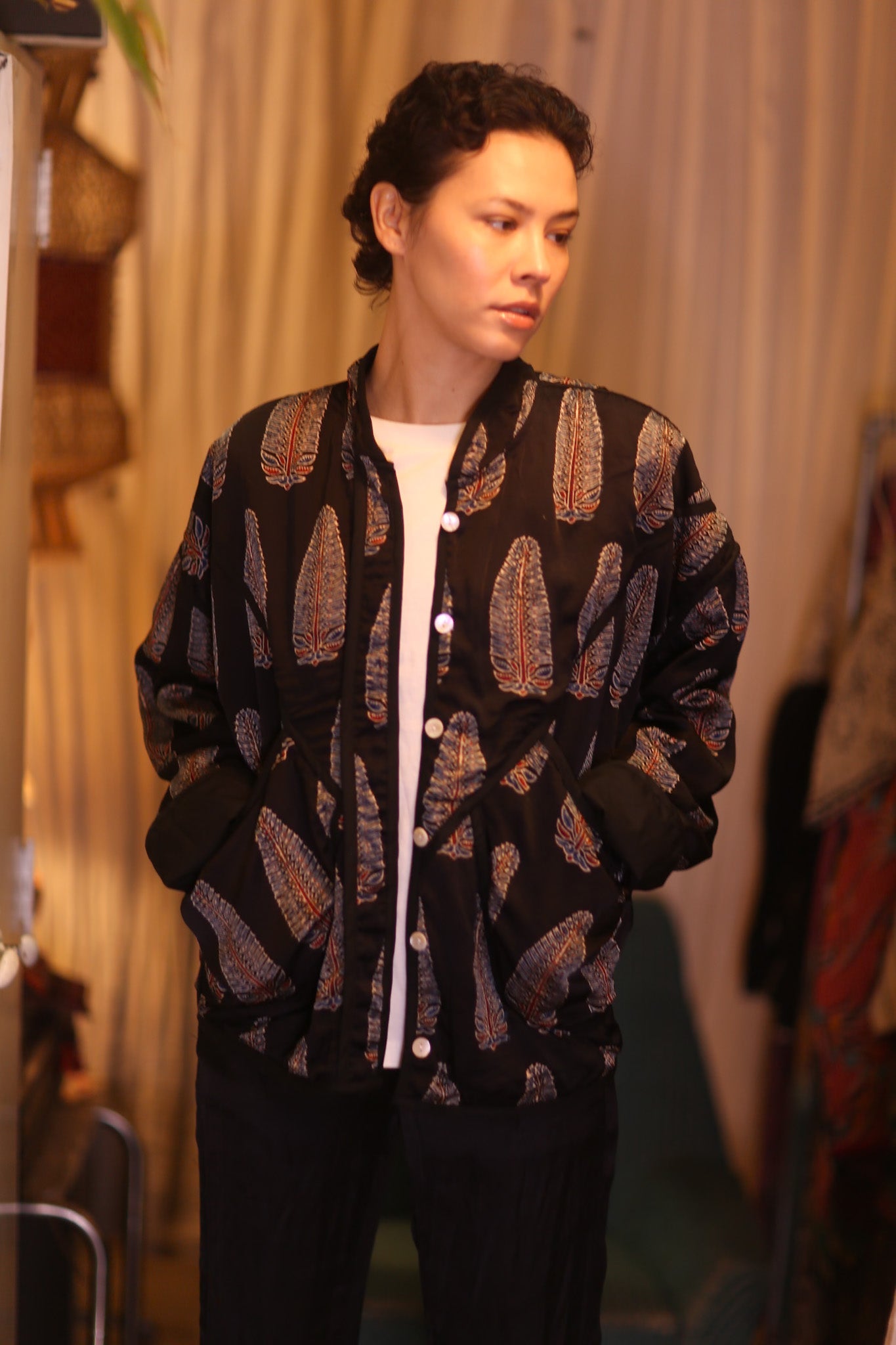HANDBLOCKED SILK JACKET YU - BANGKOK TAILOR CLOTHING STORE - HANDMADE CLOTHING