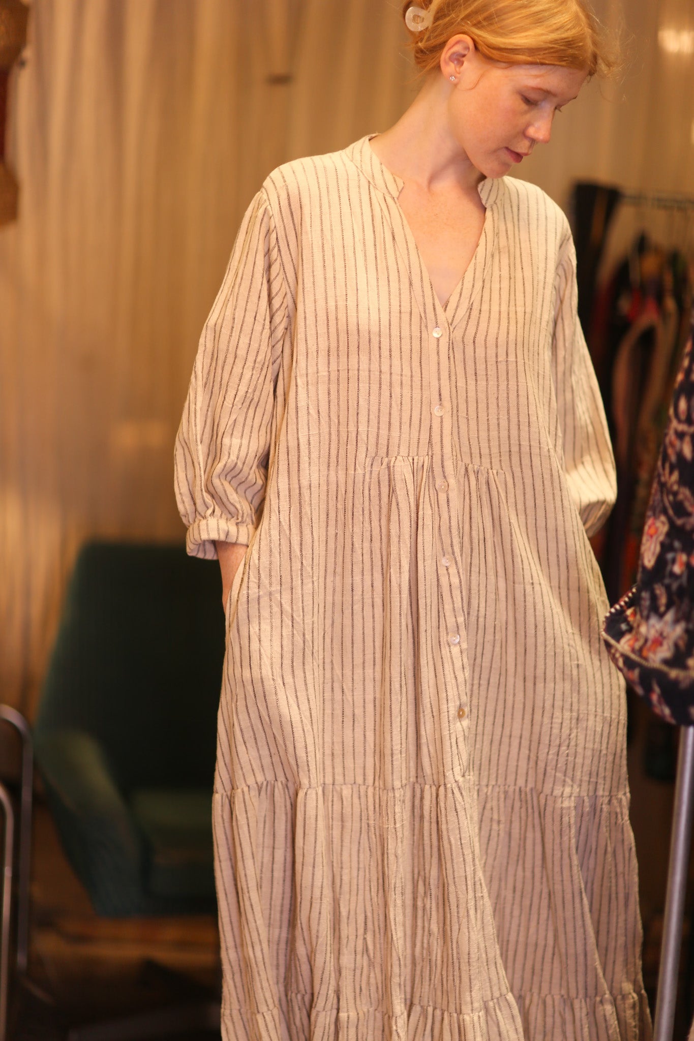 HANDWOVEN COTTON DRESS SUSIE ASHA - BANGKOK TAILOR CLOTHING STORE - HANDMADE CLOTHING