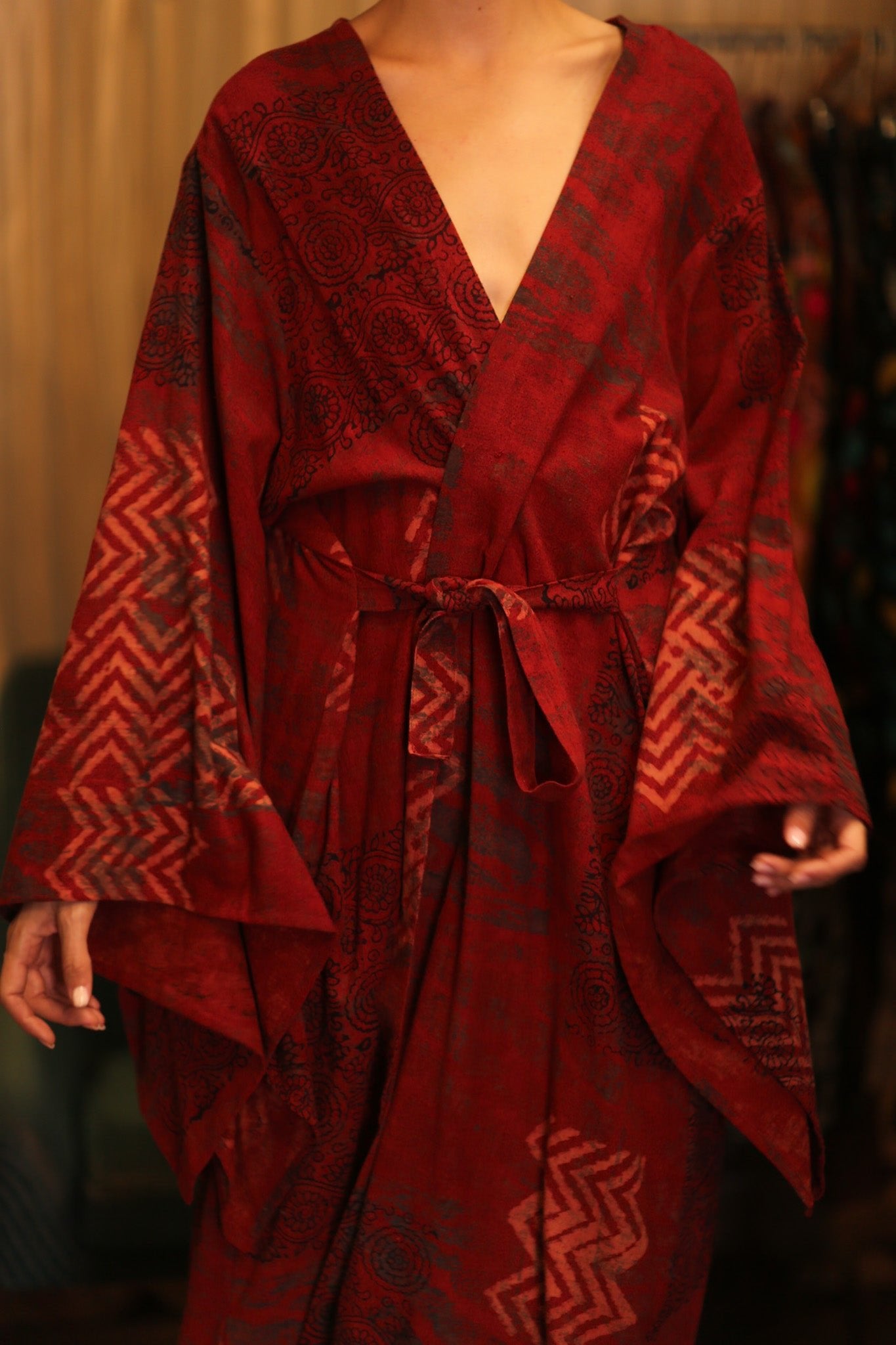 HANDWOVEN COTTON WING KIMONO PINA REDROSI - BANGKOK TAILOR CLOTHING STORE - HANDMADE CLOTHING