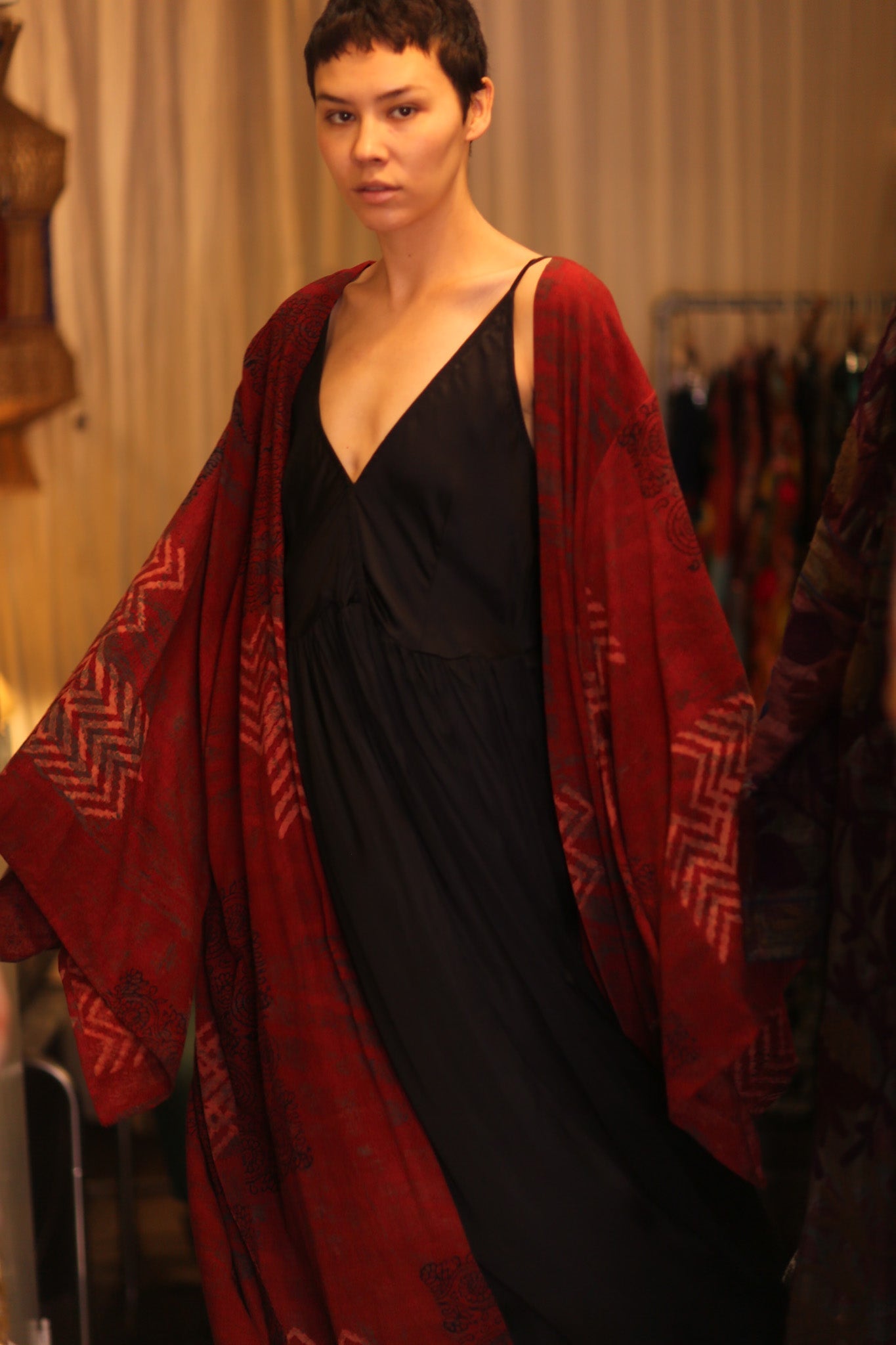 HANDWOVEN COTTON WING KIMONO PINA REDROSI - BANGKOK TAILOR CLOTHING STORE - HANDMADE CLOTHING