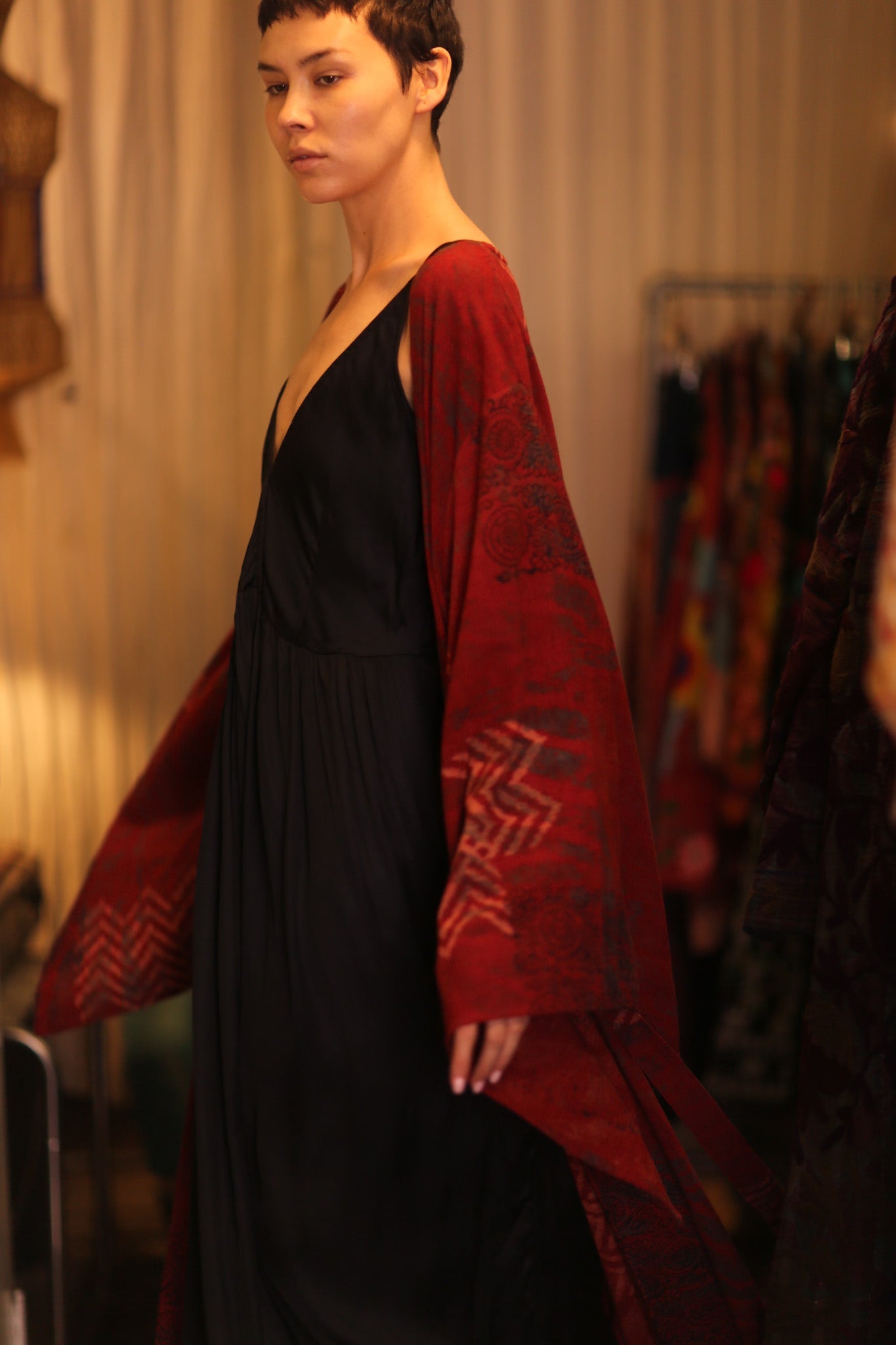 HANDWOVEN COTTON WING KIMONO PINA REDROSI - BANGKOK TAILOR CLOTHING STORE - HANDMADE CLOTHING