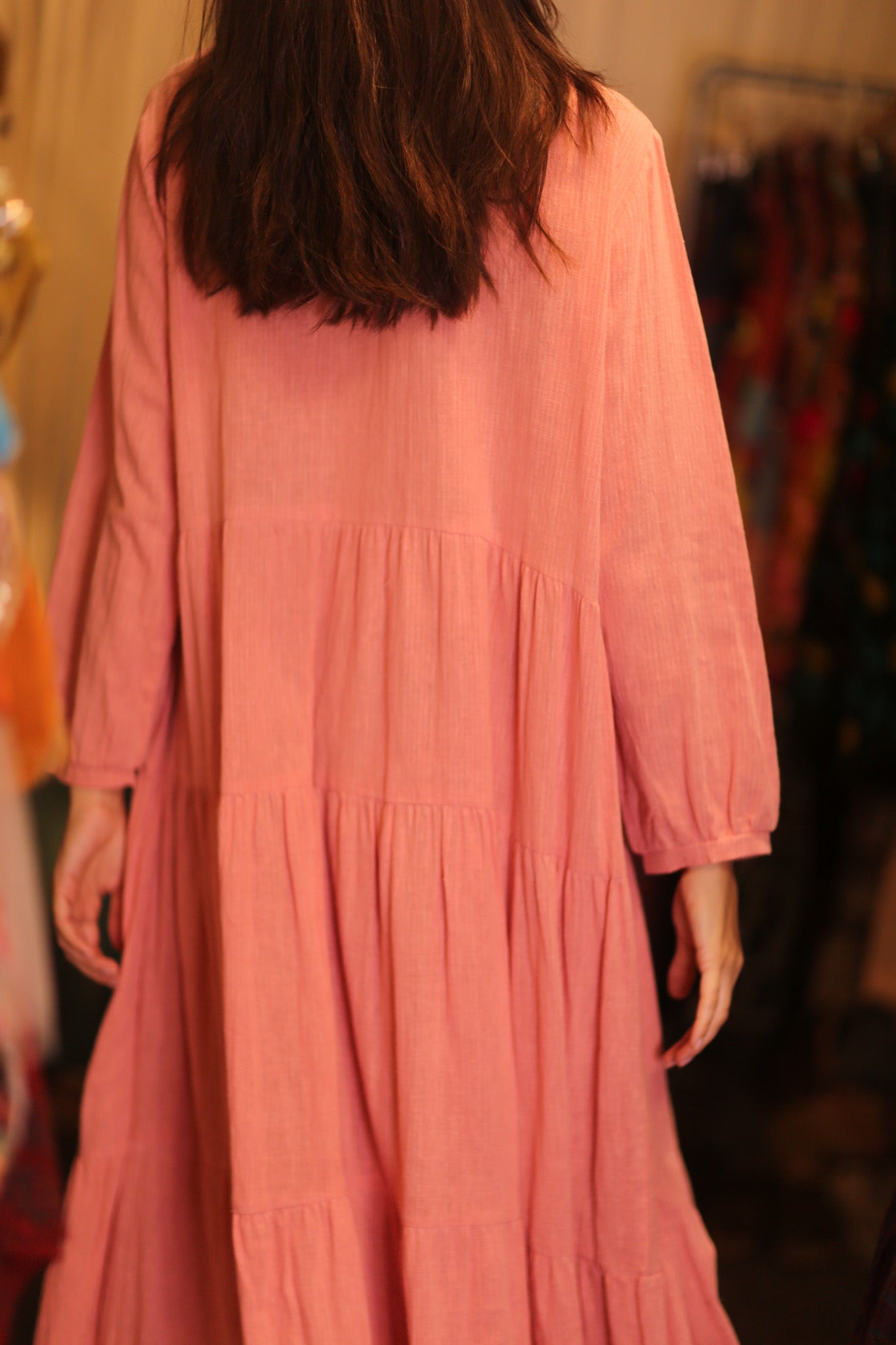 HANDWOVEN MAXI COTTON BUTTONED DRESS LOA NATALIA - BANGKOK TAILOR CLOTHING STORE - HANDMADE CLOTHING