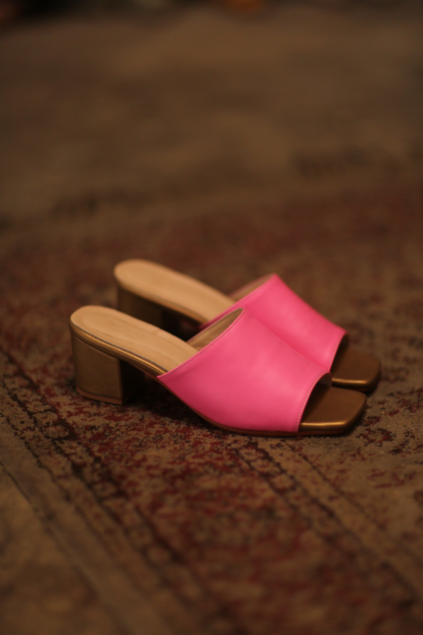 HEELED MULES LORIN PINK GOLD - BANGKOK TAILOR CLOTHING STORE - HANDMADE CLOTHING