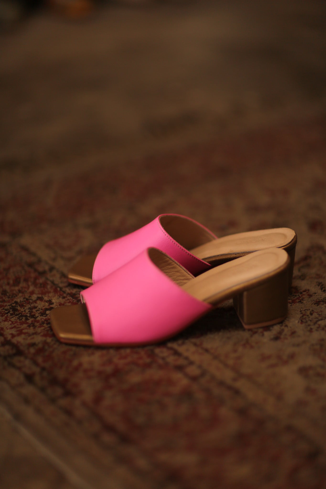 HEELED MULES LORIN PINK GOLD - BANGKOK TAILOR CLOTHING STORE - HANDMADE CLOTHING