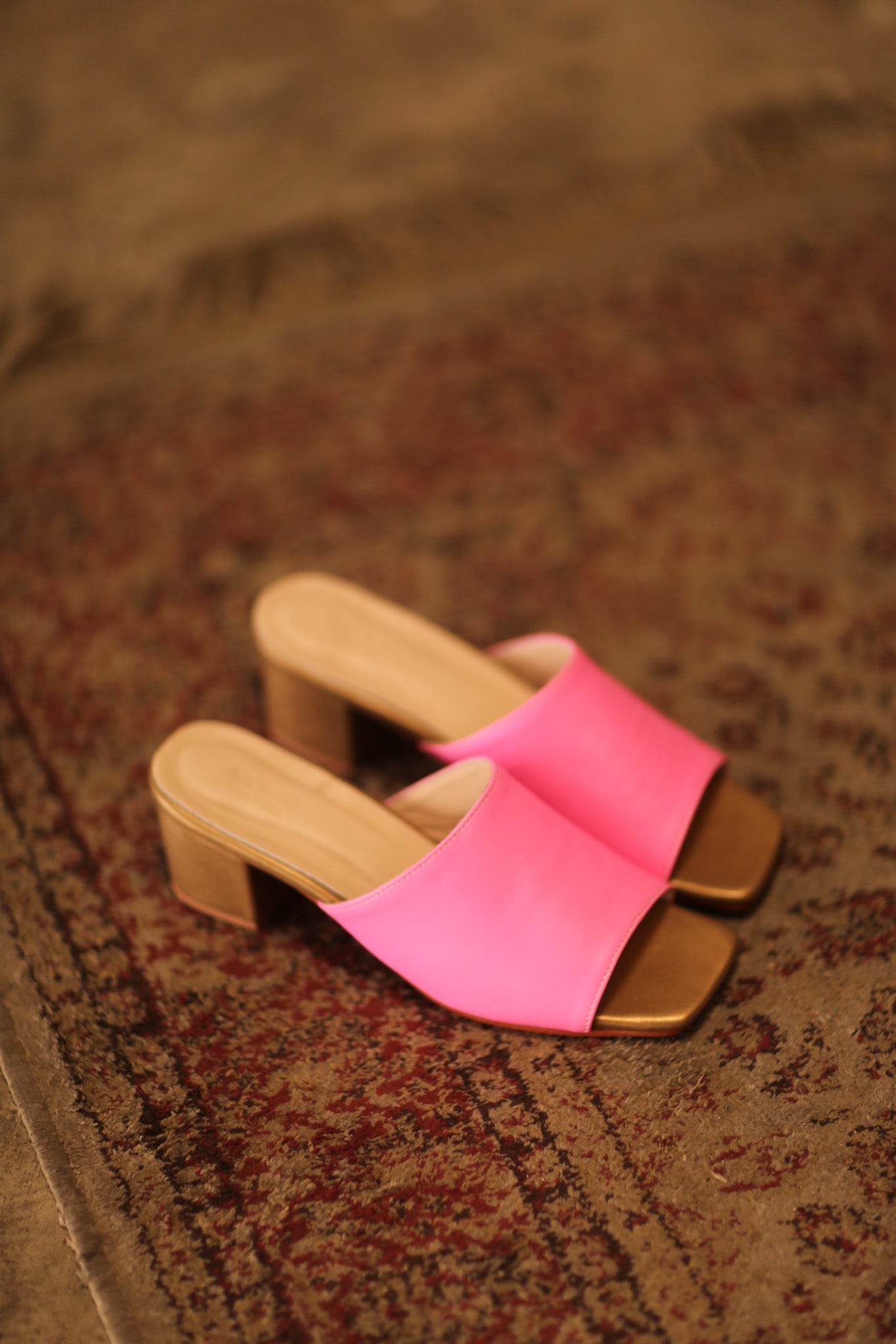 HEELED MULES LORIN PINK GOLD - BANGKOK TAILOR CLOTHING STORE - HANDMADE CLOTHING