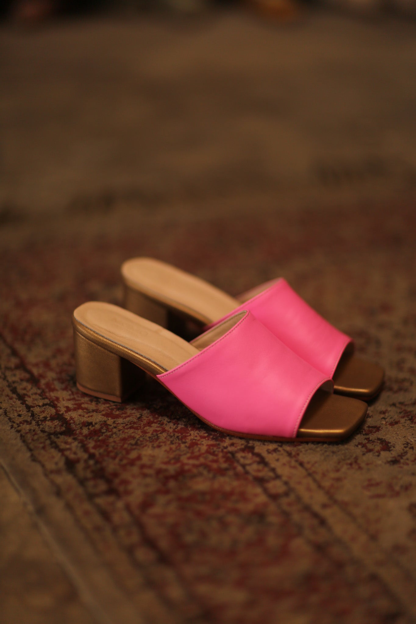 HEELED MULES LORIN PINK GOLD - BANGKOK TAILOR CLOTHING STORE - HANDMADE CLOTHING