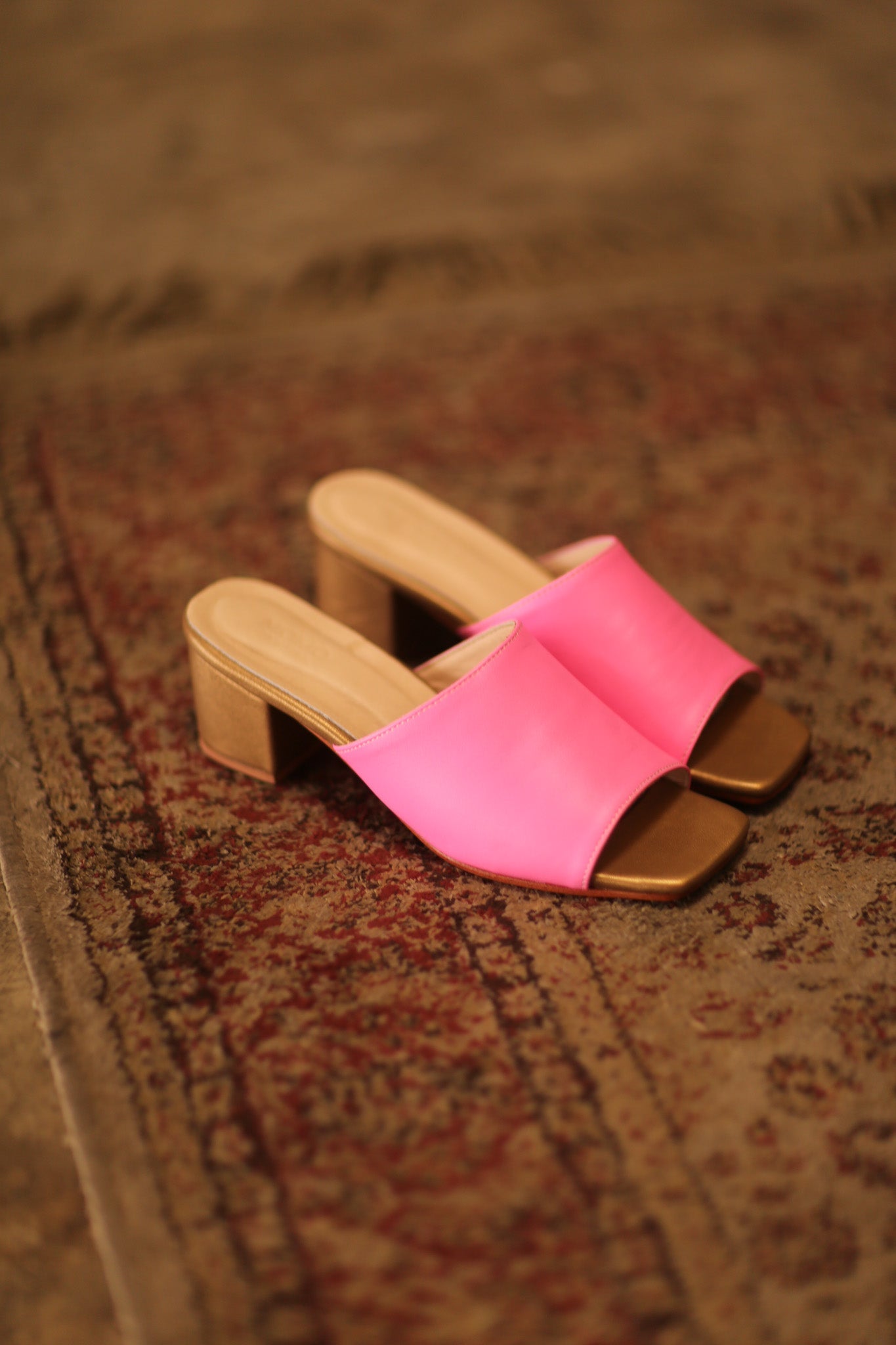 HEELED MULES LORIN PINK GOLD - BANGKOK TAILOR CLOTHING STORE - HANDMADE CLOTHING