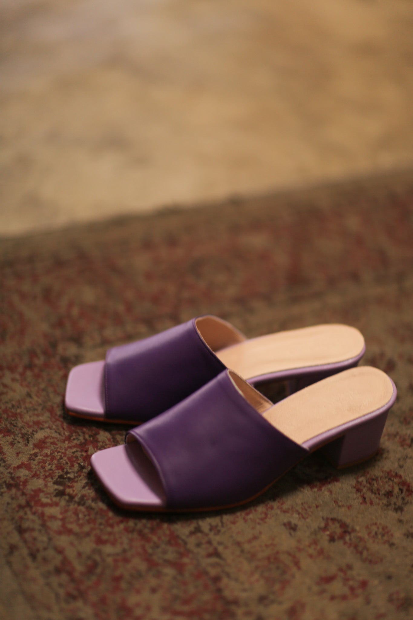 HEELED MULES LORIN PURPLE LAVENDER - BANGKOK TAILOR CLOTHING STORE - HANDMADE CLOTHING
