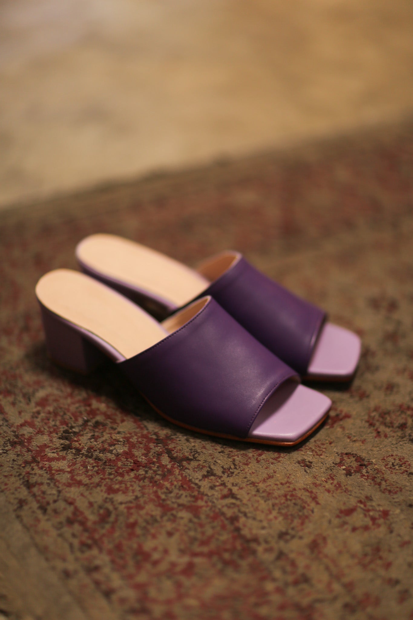 HEELED MULES LORIN PURPLE LAVENDER - BANGKOK TAILOR CLOTHING STORE - HANDMADE CLOTHING