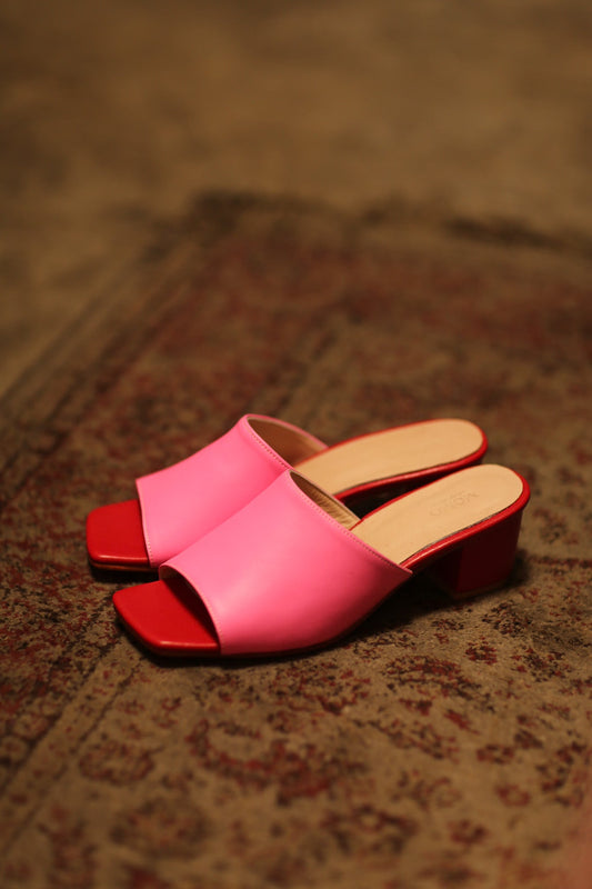 HEELED MULUES LORIN PINK RED - BANGKOK TAILOR CLOTHING STORE - HANDMADE CLOTHING