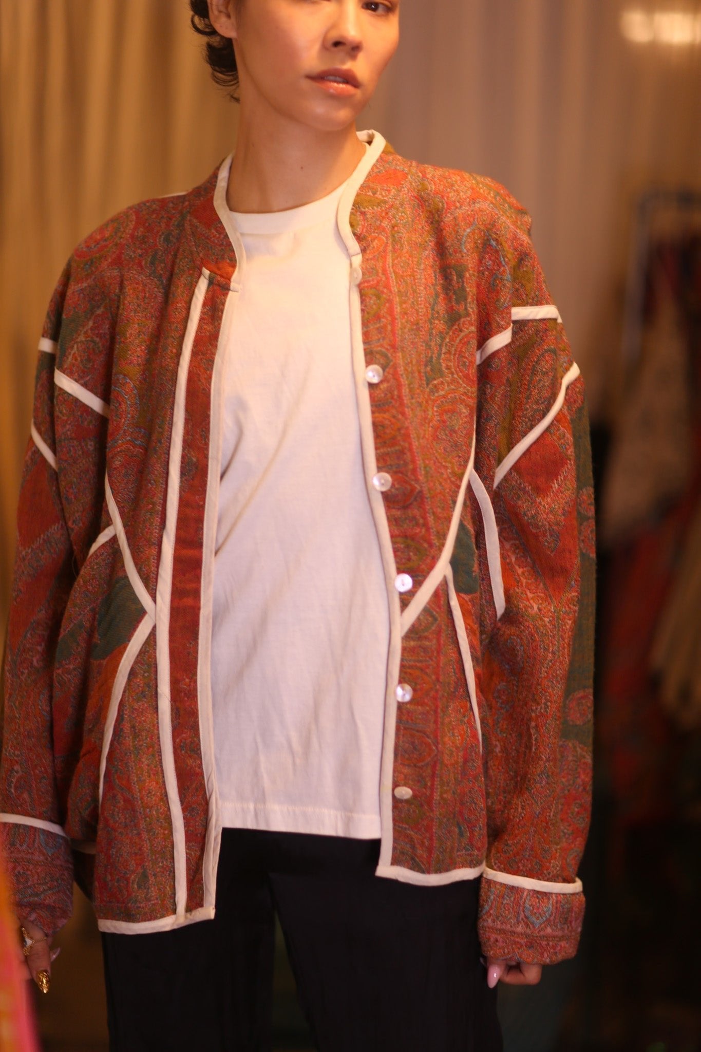 JACKET PATTERN EMBROIDERED SHAWL COTTON WOOL CHAN - BANGKOK TAILOR CLOTHING STORE - HANDMADE CLOTHING