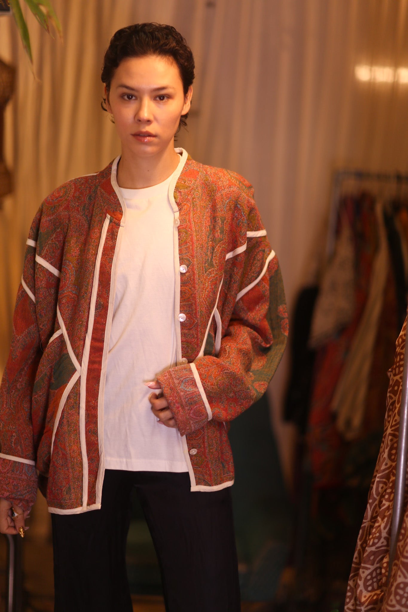 JACKET PATTERN EMBROIDERED SHAWL COTTON WOOL CHAN - BANGKOK TAILOR CLOTHING STORE - HANDMADE CLOTHING