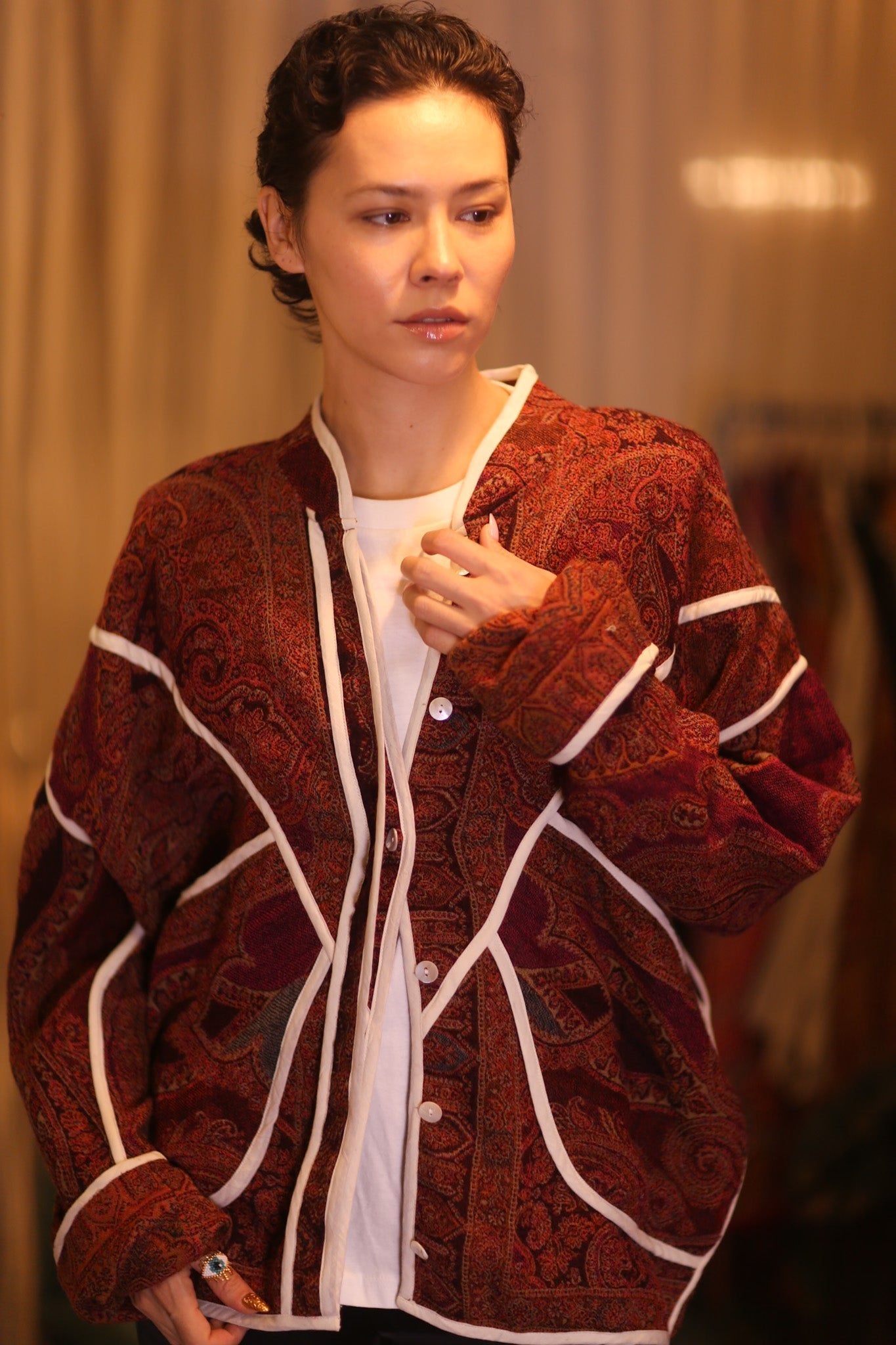 JACKET PATTERN EMBROIDERED SHAWL COTTON WOOL KADIPAR - BANGKOK TAILOR CLOTHING STORE - HANDMADE CLOTHING