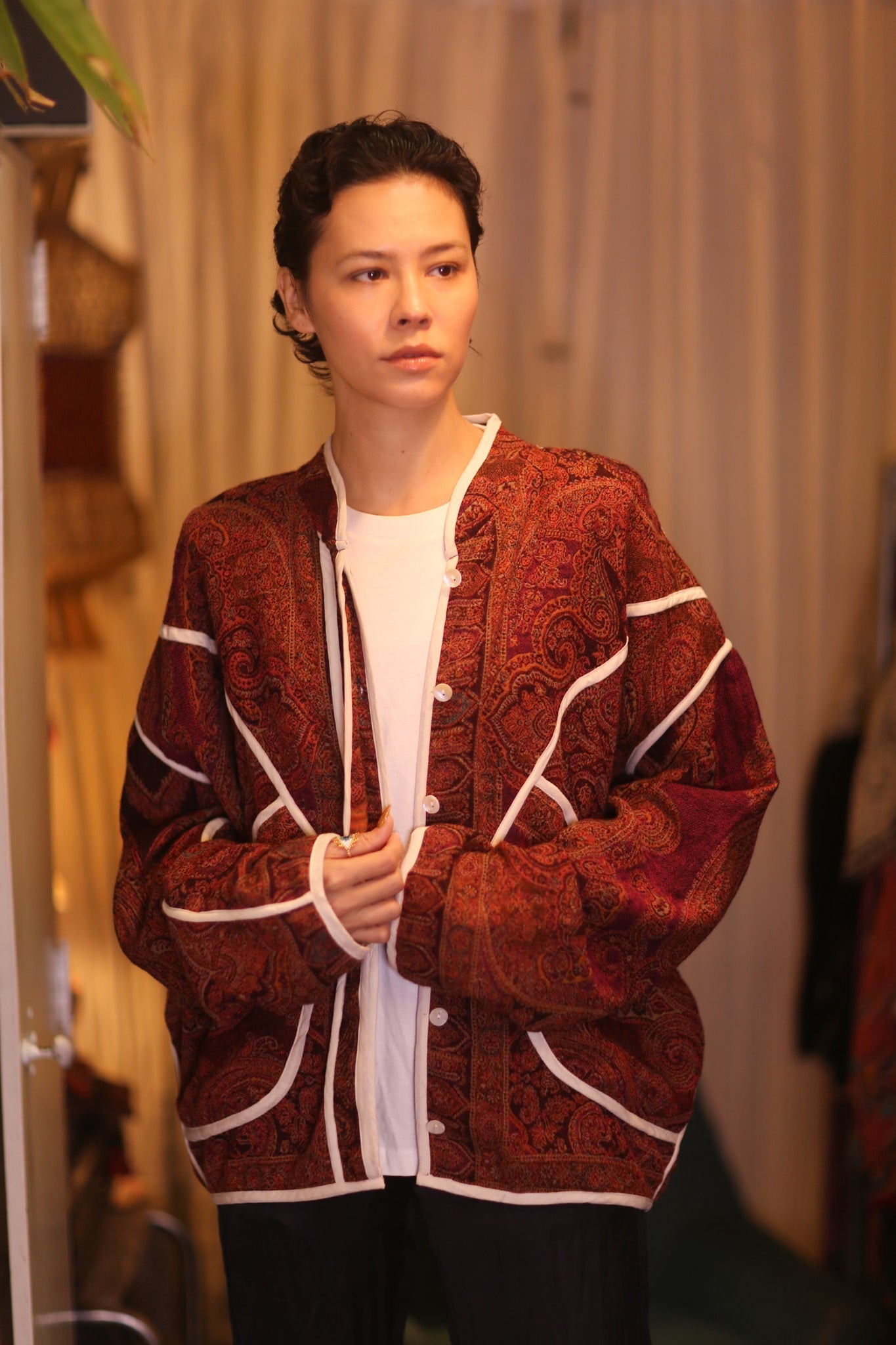 JACKET PATTERN EMBROIDERED SHAWL COTTON WOOL KADIPAR - BANGKOK TAILOR CLOTHING STORE - HANDMADE CLOTHING
