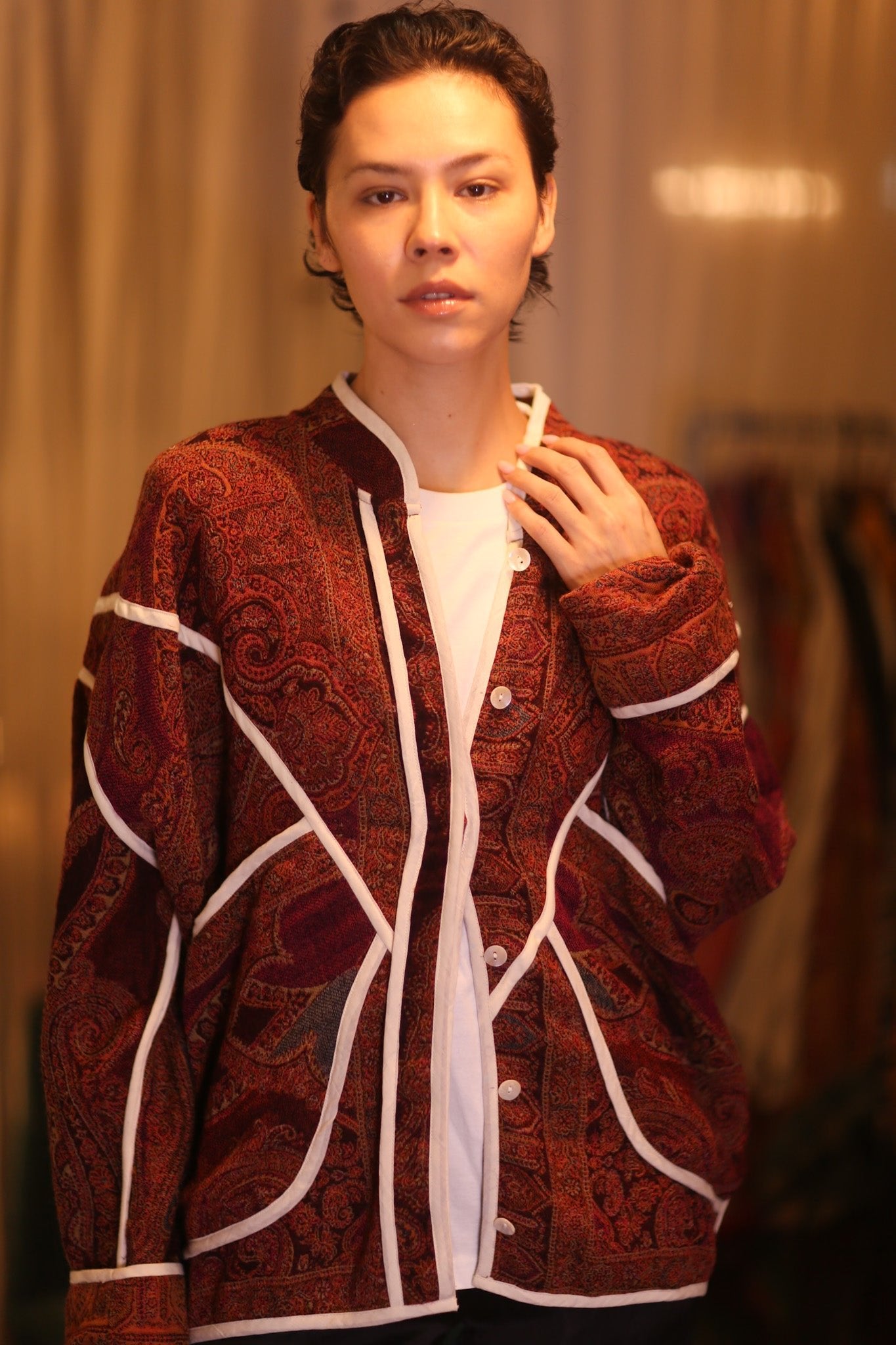 JACKET PATTERN EMBROIDERED SHAWL COTTON WOOL KADIPAR - BANGKOK TAILOR CLOTHING STORE - HANDMADE CLOTHING