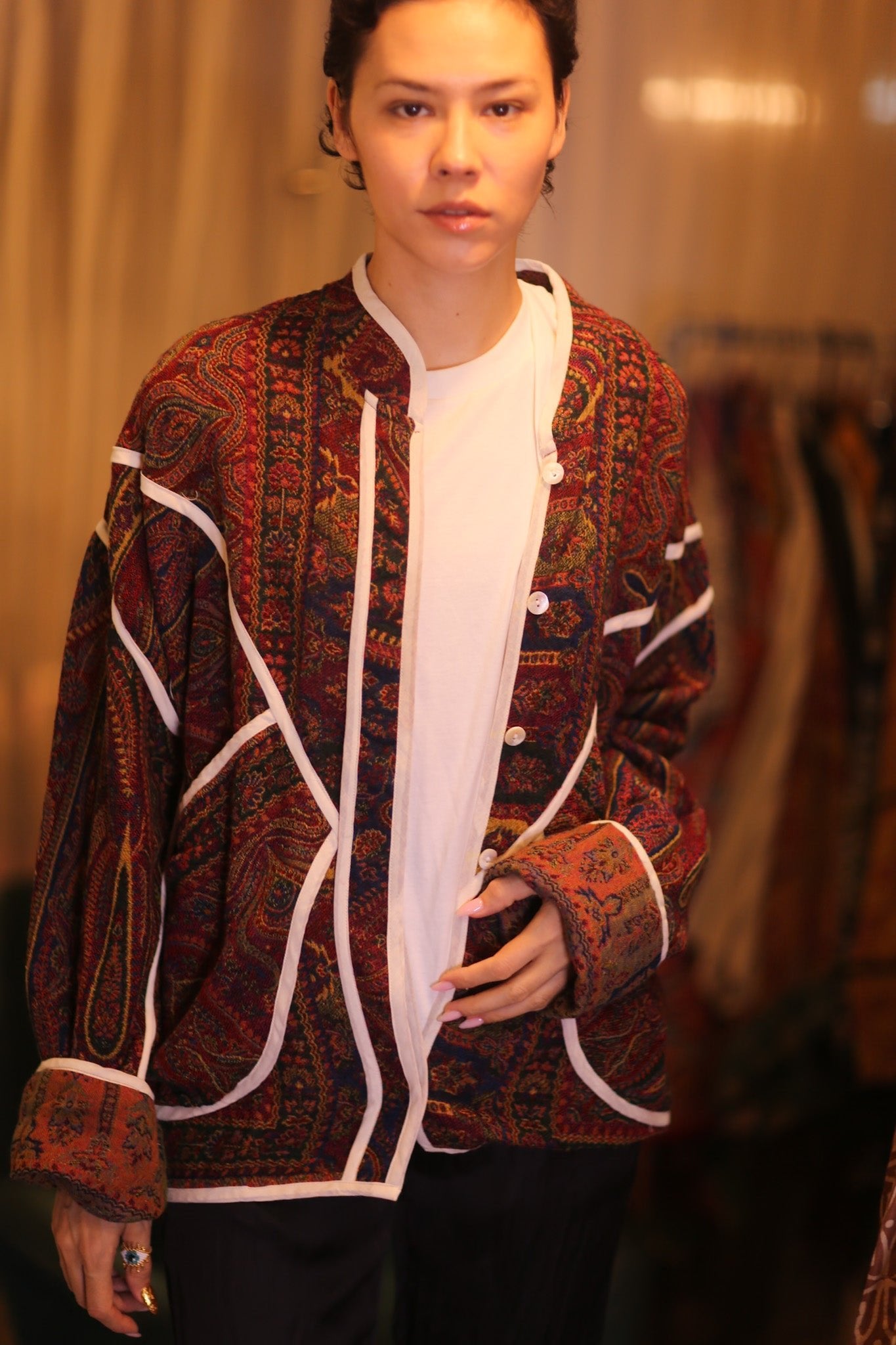 JACKET PATTERN EMBROIDERED SHAWL COTTON WOOL LEH - BANGKOK TAILOR CLOTHING STORE - HANDMADE CLOTHING
