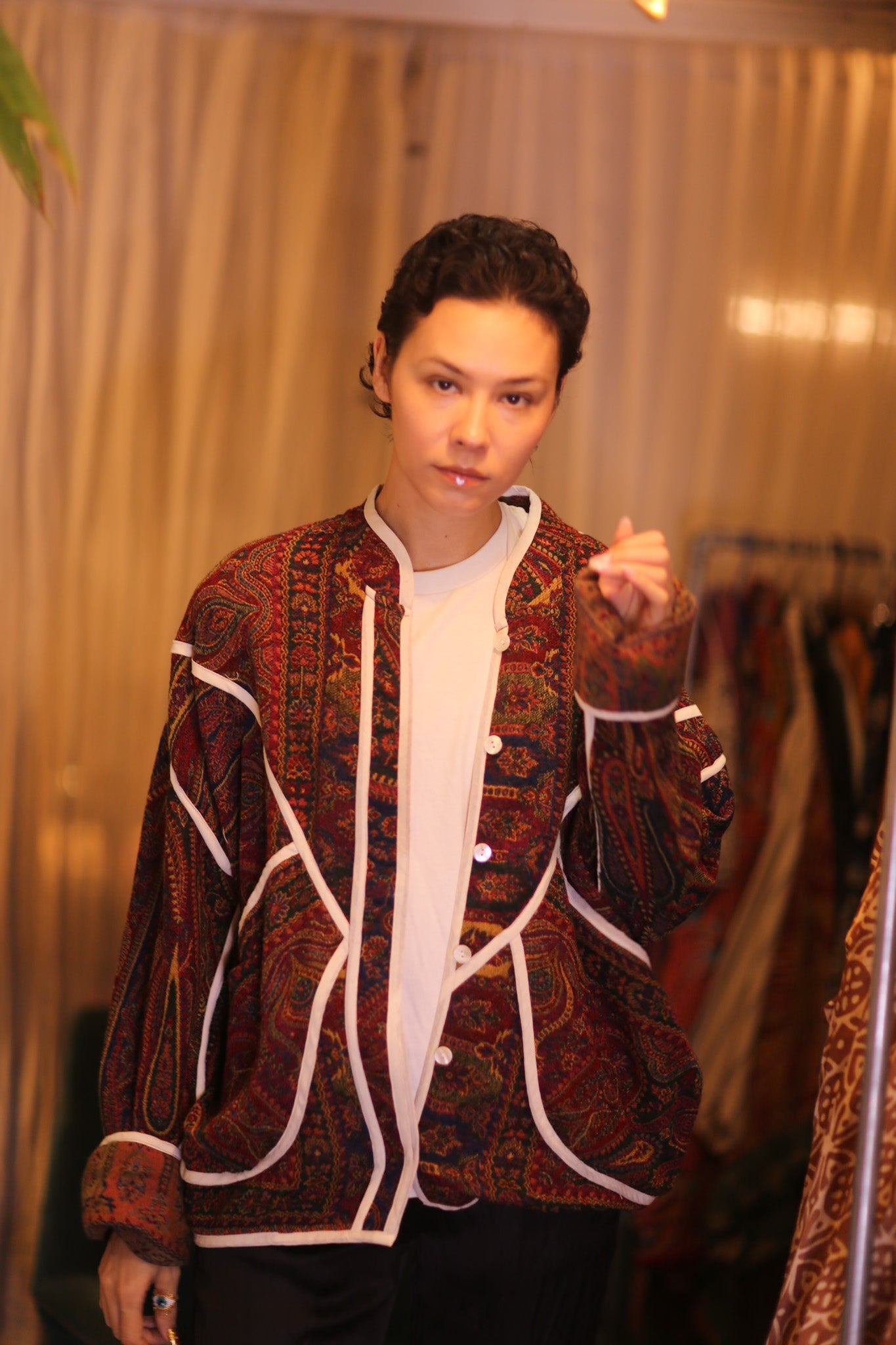 JACKET PATTERN EMBROIDERED SHAWL COTTON WOOL LEH - BANGKOK TAILOR CLOTHING STORE - HANDMADE CLOTHING