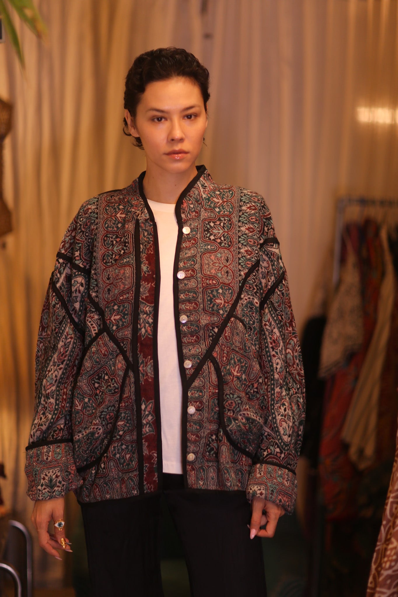 JACKET PATTERN EMBROIDERED SHAWL COTTON WOOL LOM - BANGKOK TAILOR CLOTHING STORE - HANDMADE CLOTHING