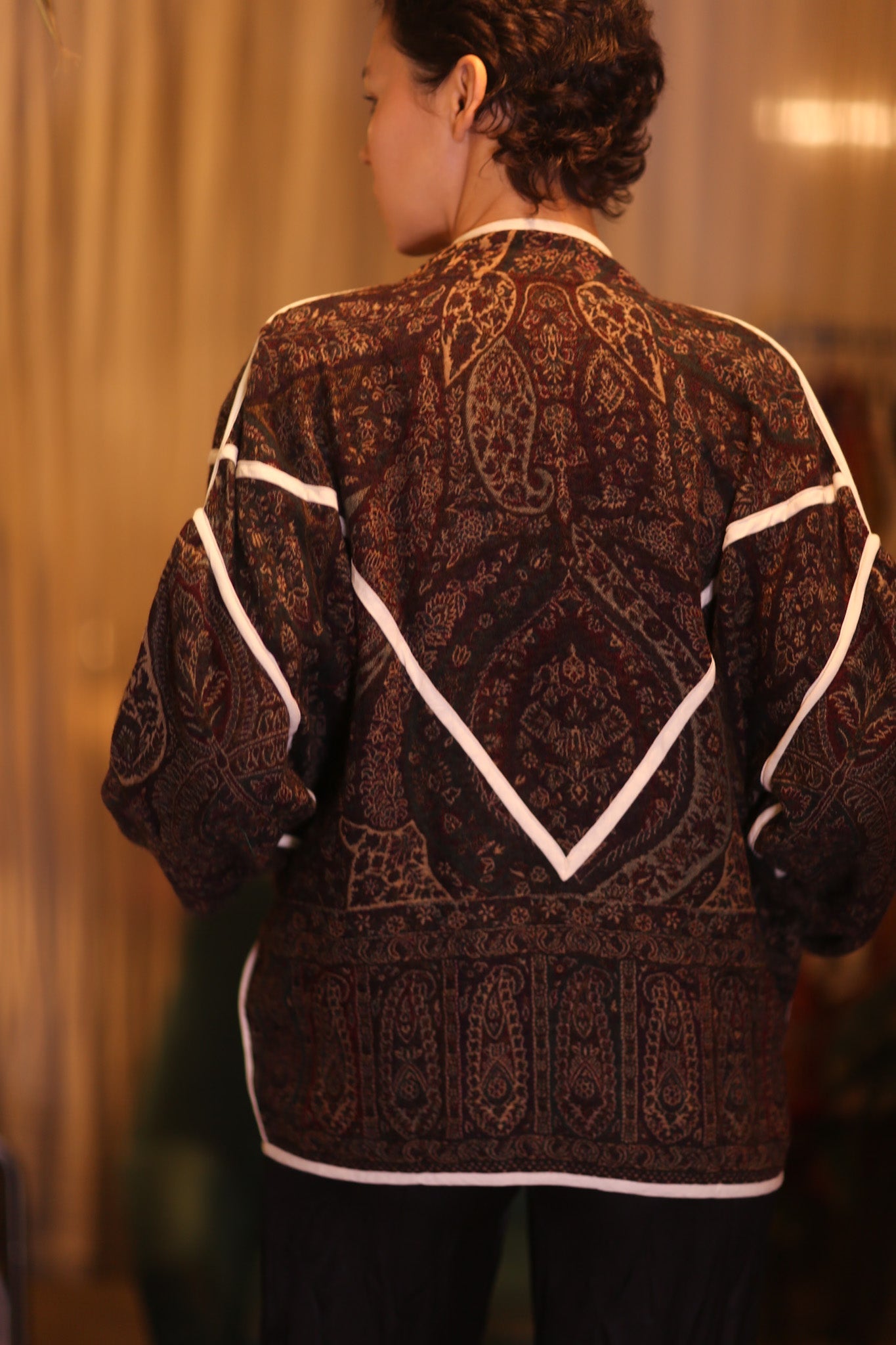 JACKET PATTERN EMBROIDERED SHAWL COTTON WOOL MIKI - BANGKOK TAILOR CLOTHING STORE - HANDMADE CLOTHING