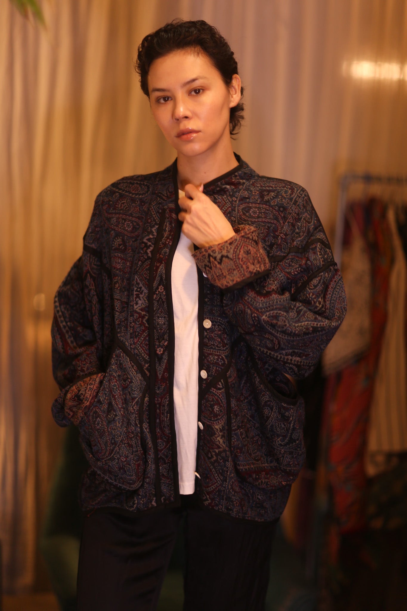JACKET PATTERN EMBROIDERED SHAWL COTTON WOOL NIYOUN - BANGKOK TAILOR CLOTHING STORE - HANDMADE CLOTHING
