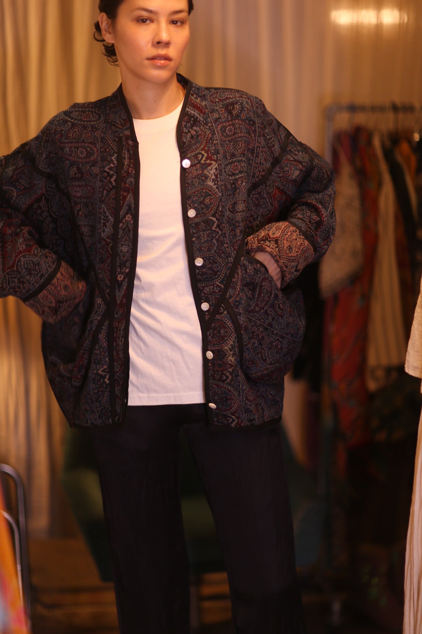 JACKET PATTERN EMBROIDERED SHAWL COTTON WOOL NIYOUN - BANGKOK TAILOR CLOTHING STORE - HANDMADE CLOTHING