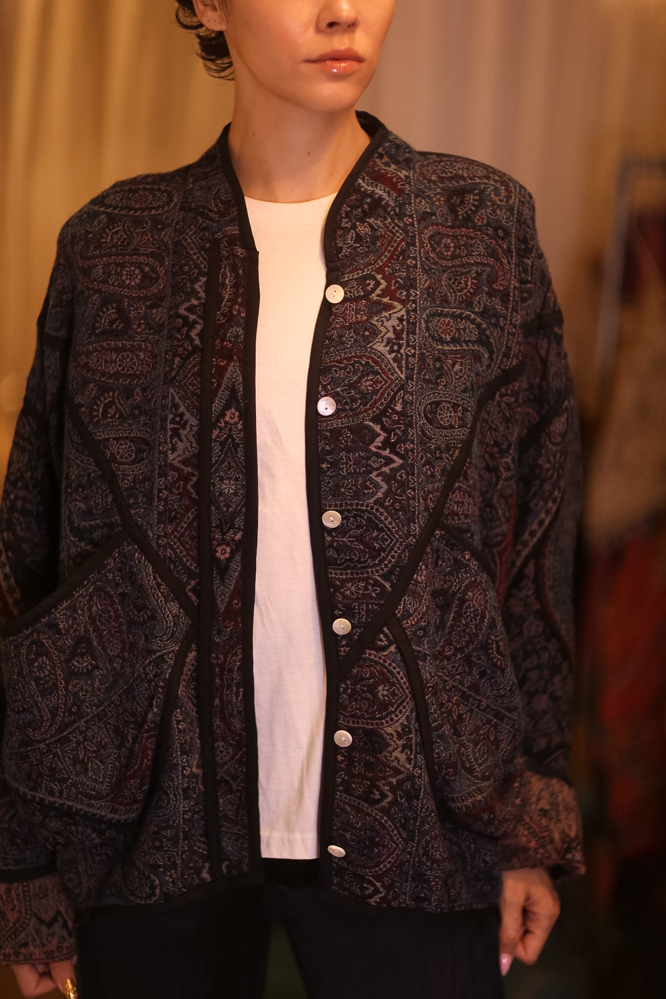 JACKET PATTERN EMBROIDERED SHAWL COTTON WOOL NIYOUN - BANGKOK TAILOR CLOTHING STORE - HANDMADE CLOTHING